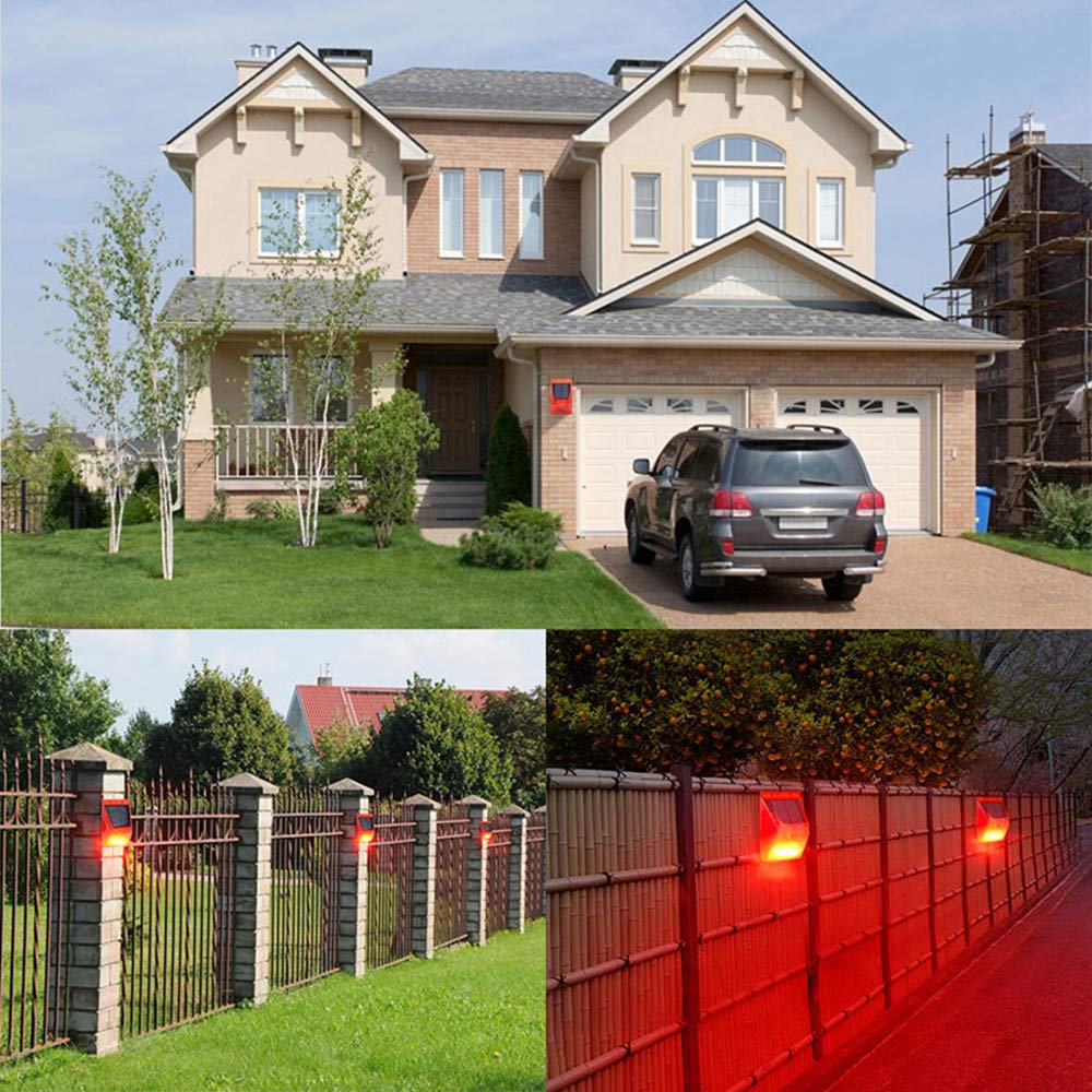 Chunhee Solar Alarm Strobe Light With Remote Control Motion Sensor Detector Outdoor Alarm 129Db Sound Security Siren Ip65 Waterproof Protected For Villa, Chicken Coop, Farm, Yard, 4 Pack