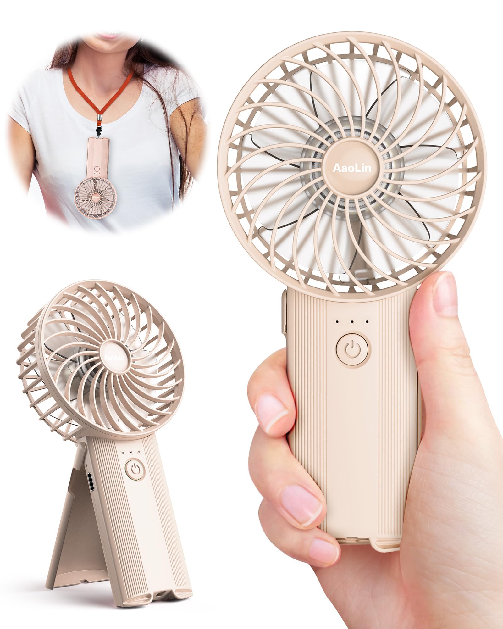 Mini Portable Folding Handheld Fans Usb Rechargeable Personal Fan Neck Desktop 4 Speed 3 In 1 Silent Handheld Small Fan 6 15 Hou