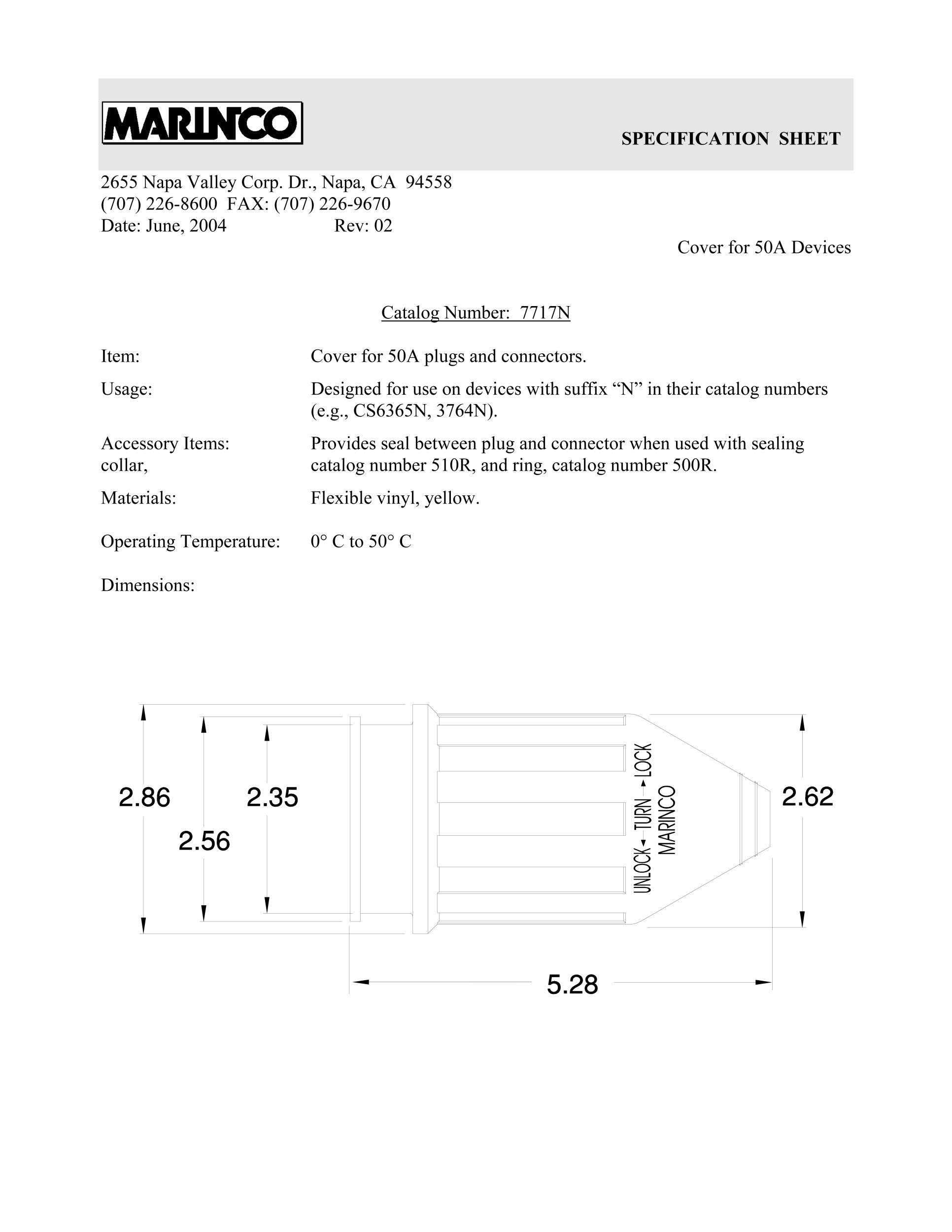 Marinco 7717N Weatherproof Cover For Marinco Marine Electrical 50 Amp Connectors (6361Crn And 6365Crn, Male Connectors, Yellow)