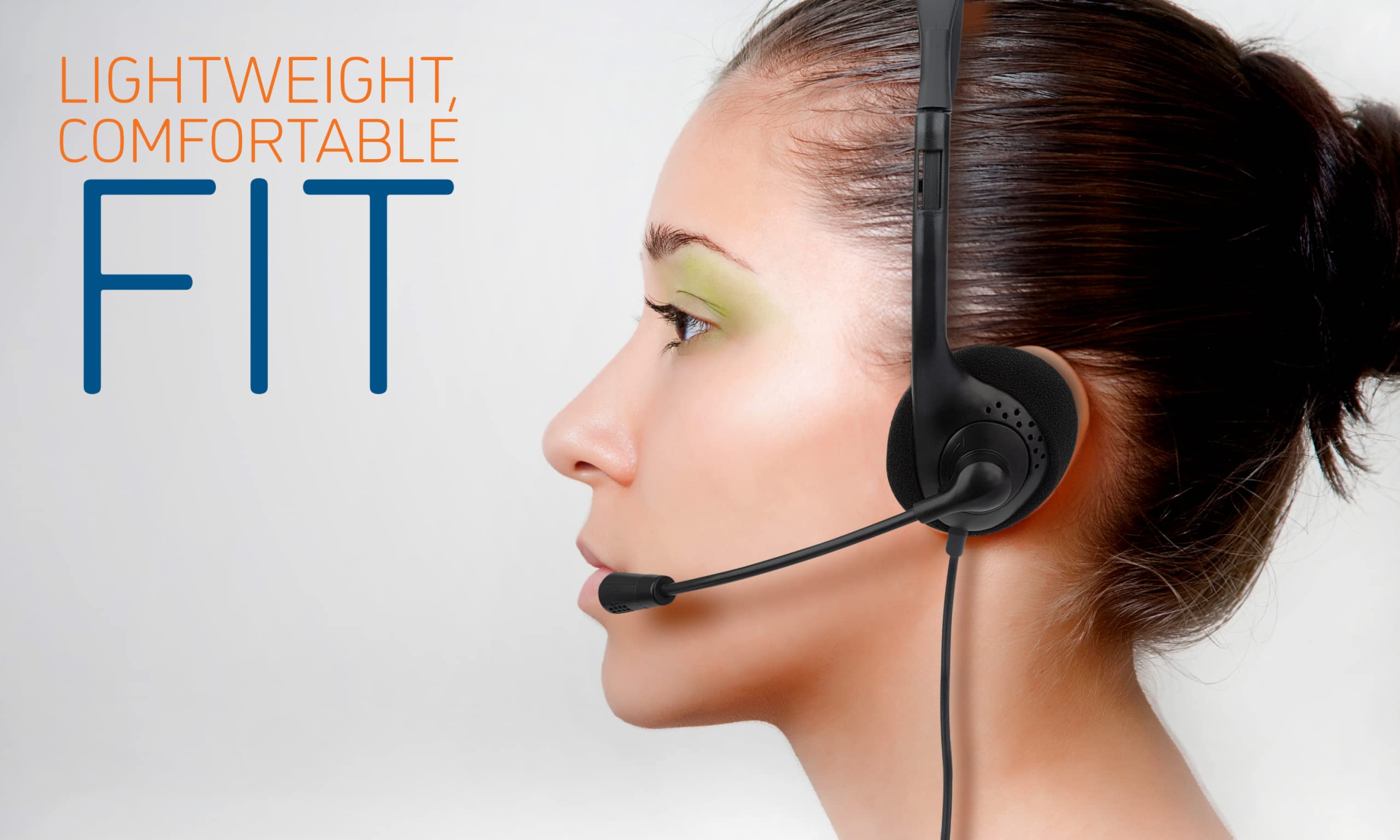 Manhattan Usb Headset With Mic - Long 5 Ft Cable Cord, Dual-Sided Padded On-Ear, Adjustable Headband - Non Reversible (Left Side