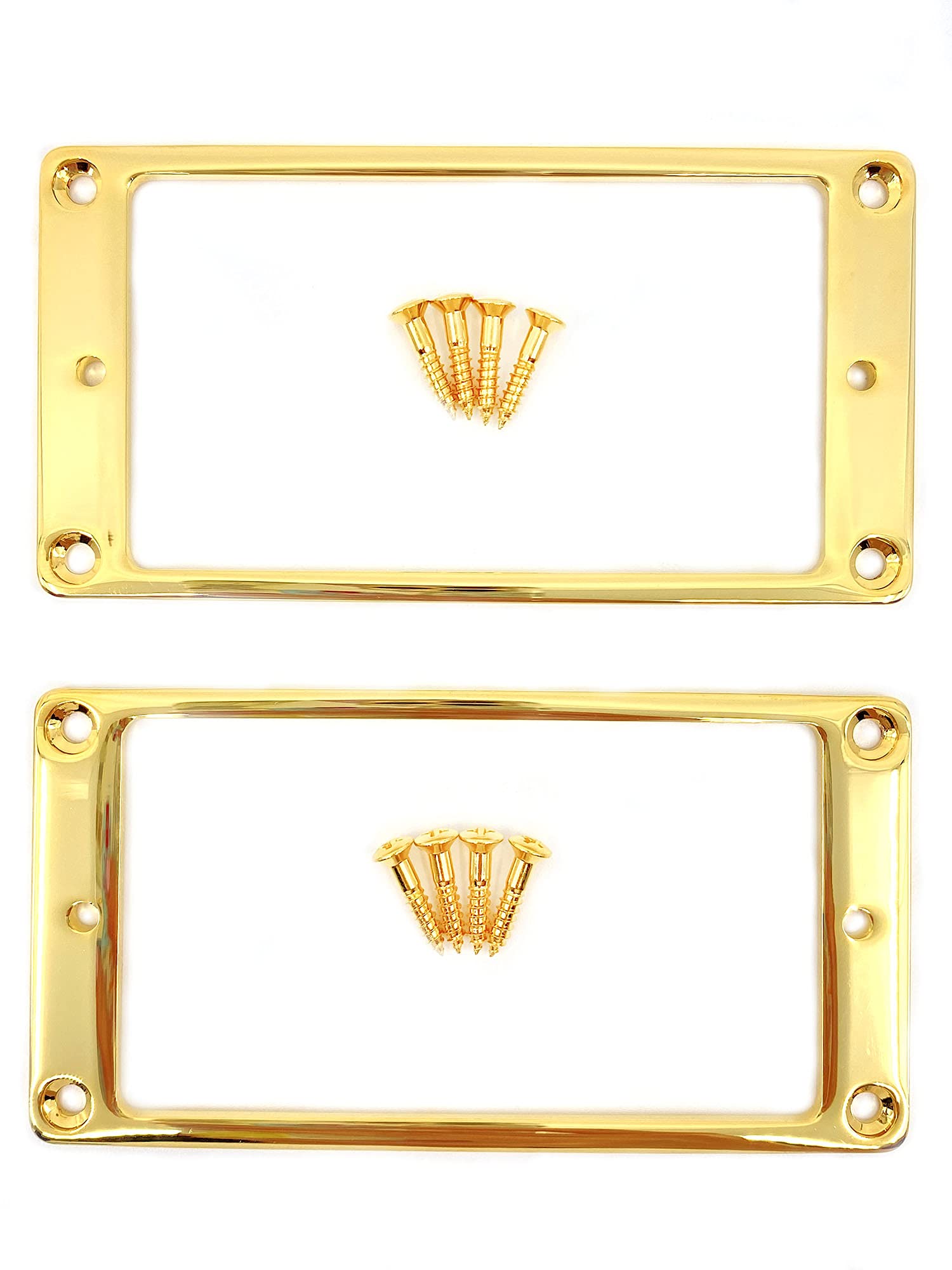 Als Flat Metal Mounting Ring Set Of 2 With Screws   Gold Plated Solid Brass For Humbucking Pickups   Humbucker Pickup Frames/Bra