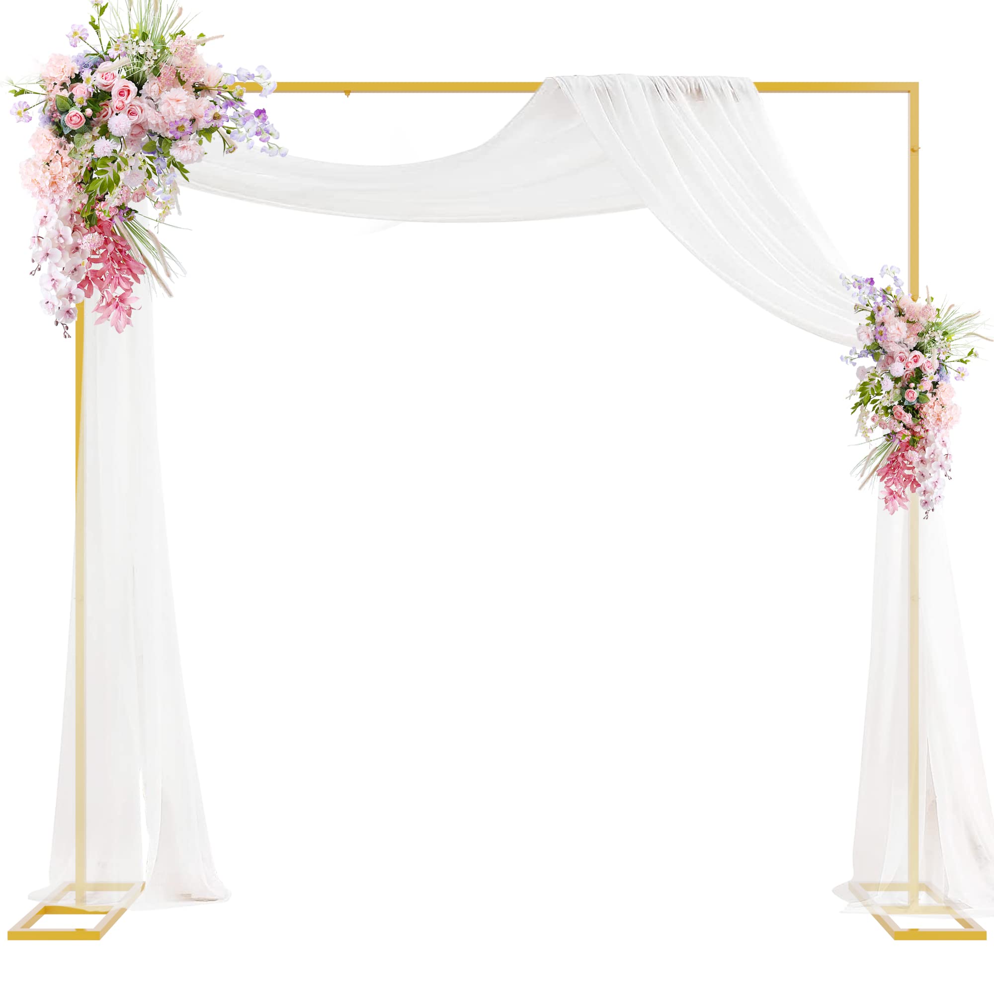 Heavy Duty Backdrop Stand 8Ft X 8Ft Gold Pipe And Drape Backdrop Stand Kit Adjustable Metal Backdrop Sand For Wedding Photobooth