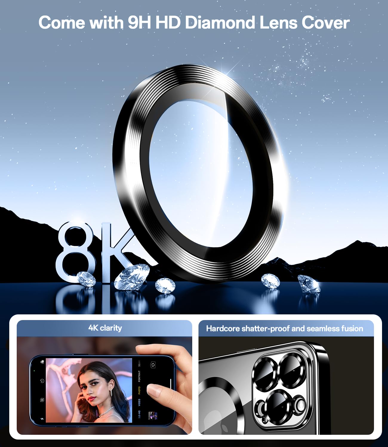 Waldeng For Iphone 16 Pro Case With 1X Screen Protector, [Seamless Work With Magsafe] [Interchangeable Glitter Card], With Integ