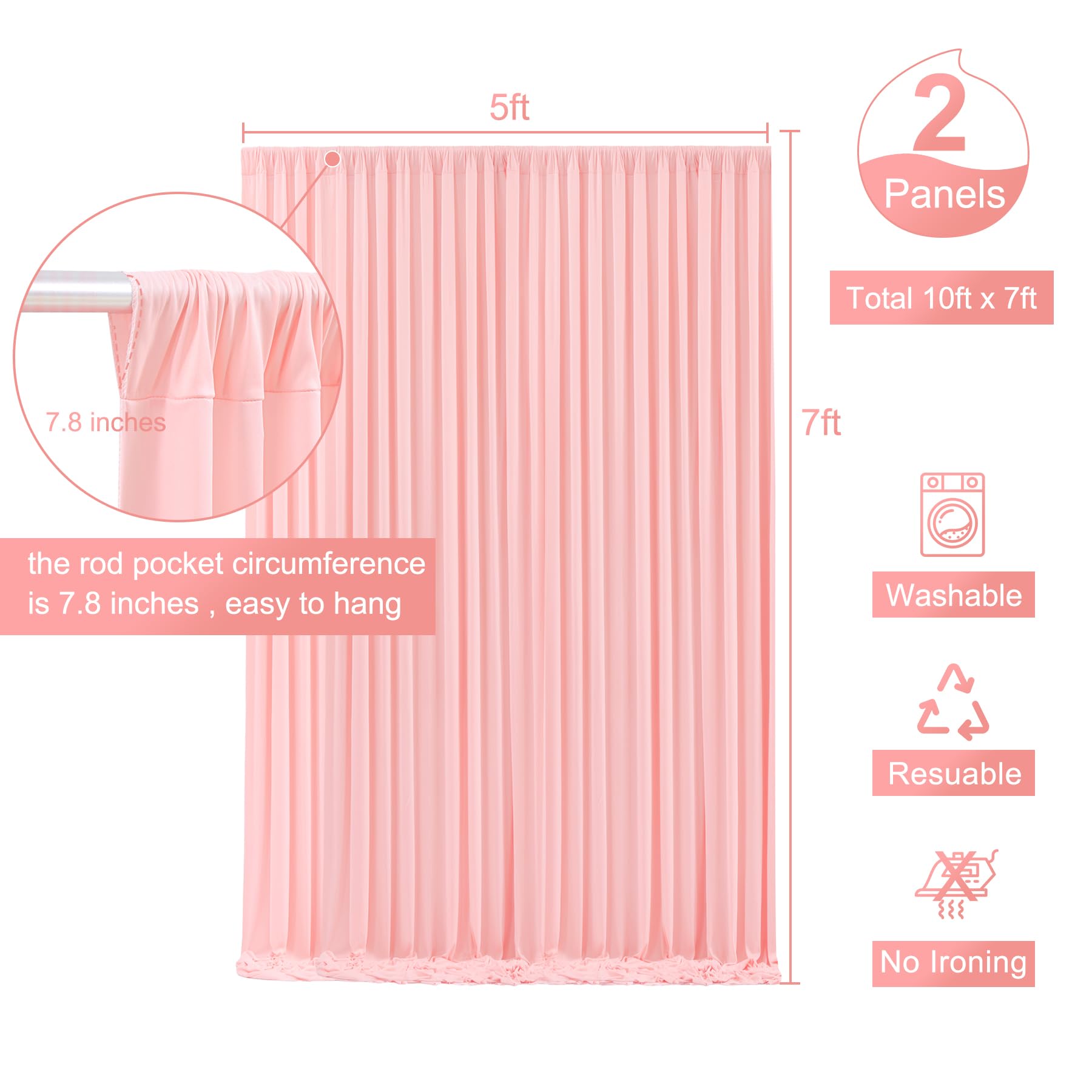 Blush Pink Backdrop Curtain For Parties Baby Shower Wrinkle Free Pink Photo Curtains Backdrop Drapes Fabric Decoration For Weddi