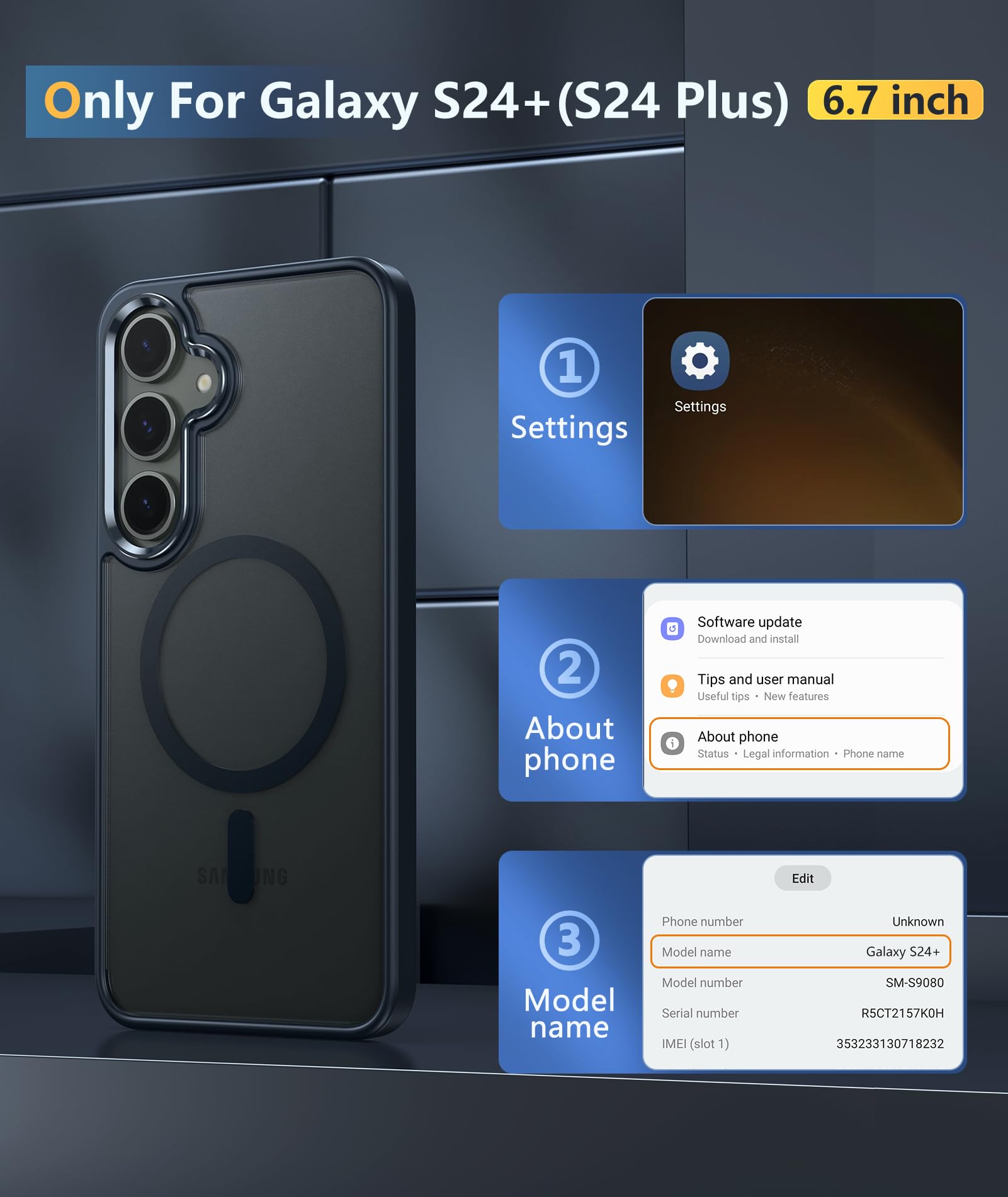 Fntcase For Samsung Galaxy S24 Plus Case: Magnetic Matte Slim Protective Shockproof Cell Phone Cover With Strong Magnet | Rugged