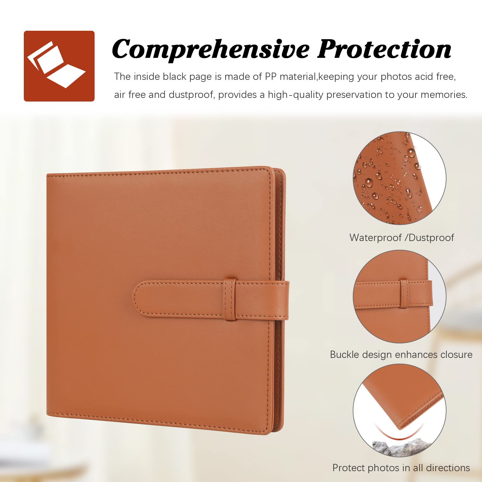 288 Pockets Photo Album For Fujifilm Instax Square Sq1/Sq6/Sq10/Sq20 Camera, Kodak Mini 3 Square,Mini Shot 3 Square, Mini Shot 3 Square Printer, Album For Instax Square Photo, Kodak 3X3' Photo (Brown)