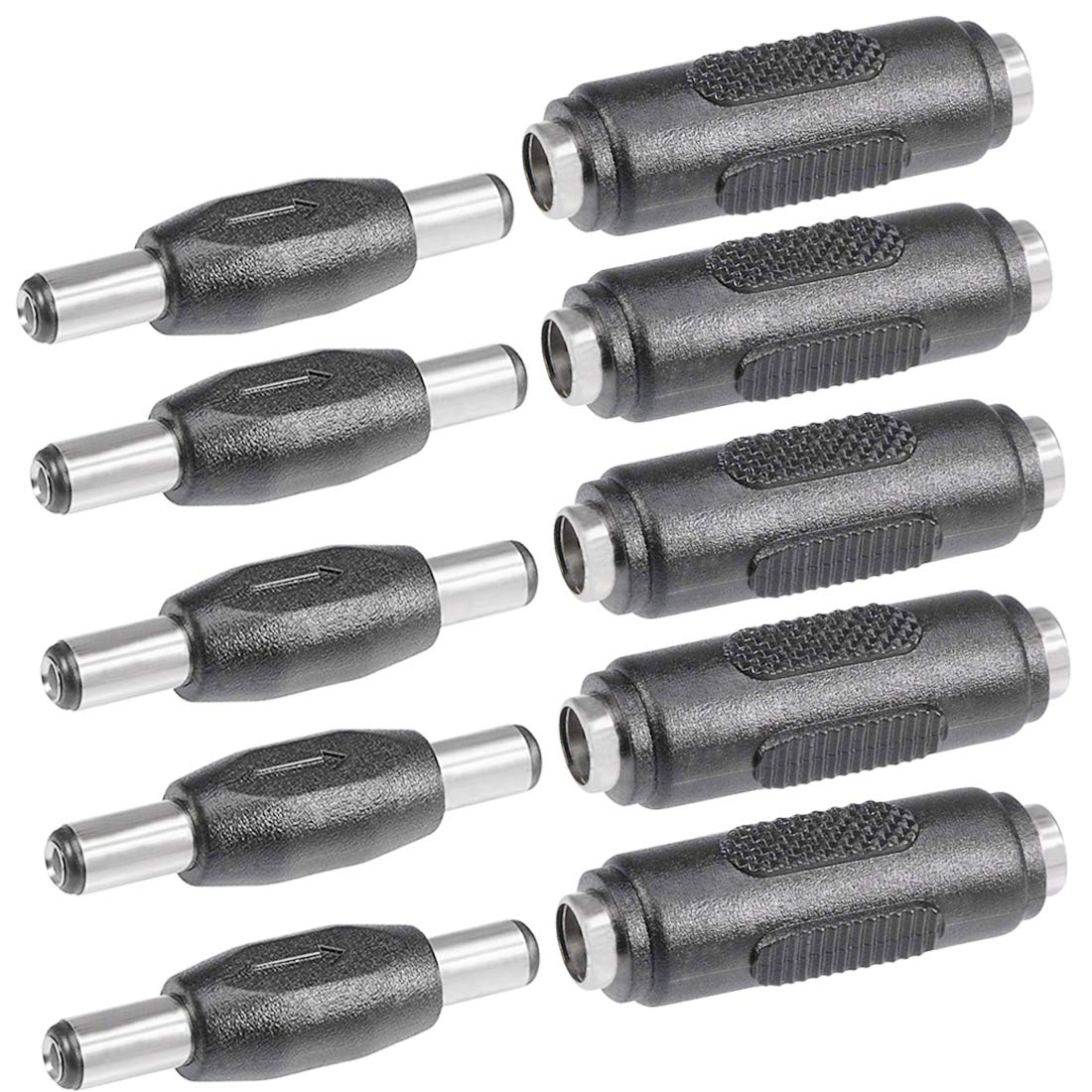 Lime2018 10Pcs Dc Female To Female And Male To Male Connector 5.5Mm X 2.1Mm 12V 5A Power Cable Jack Adapter