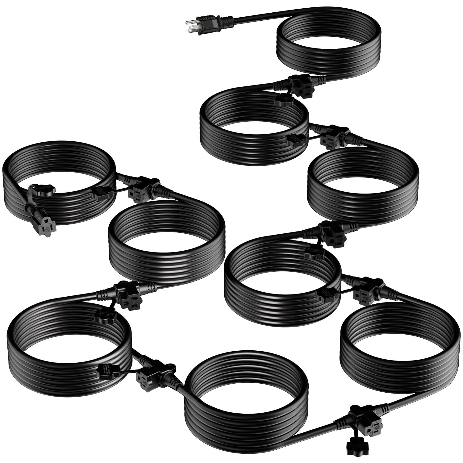 K Kasonic   Outdoor Extension Cord 75 Ft, Evenly Spaced 6 Outlets Plugs, 16/3 Sjtw Weatherproof Multiple Outlets Wire For Landsc