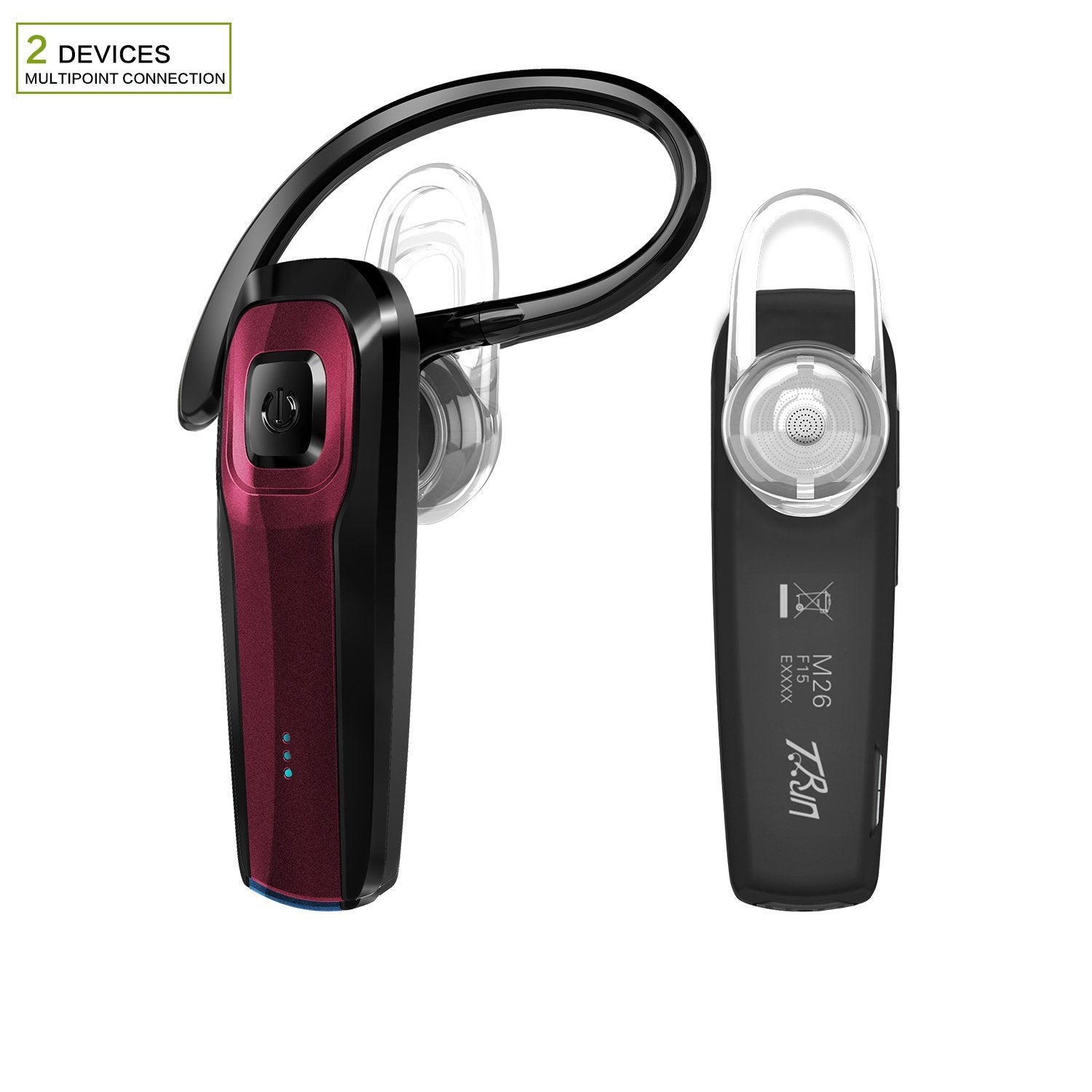 Toorun Bluetooth Earpiece, M26 Bluetooth Headset Handsfree Wireless Headphone With Noise Cancelling And Microphone Compatible Fo