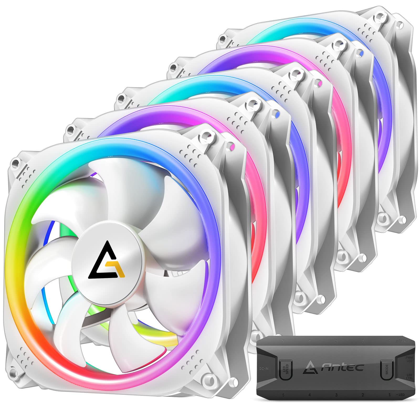 Antec Rgb Case Fans, 120Mm Rgb Fan, 5V 3Pin Addressable Rgb Fans 120Mm, Motherboard Sync With 5V 3Pin, 120Mm Fan 5 Packs With Co