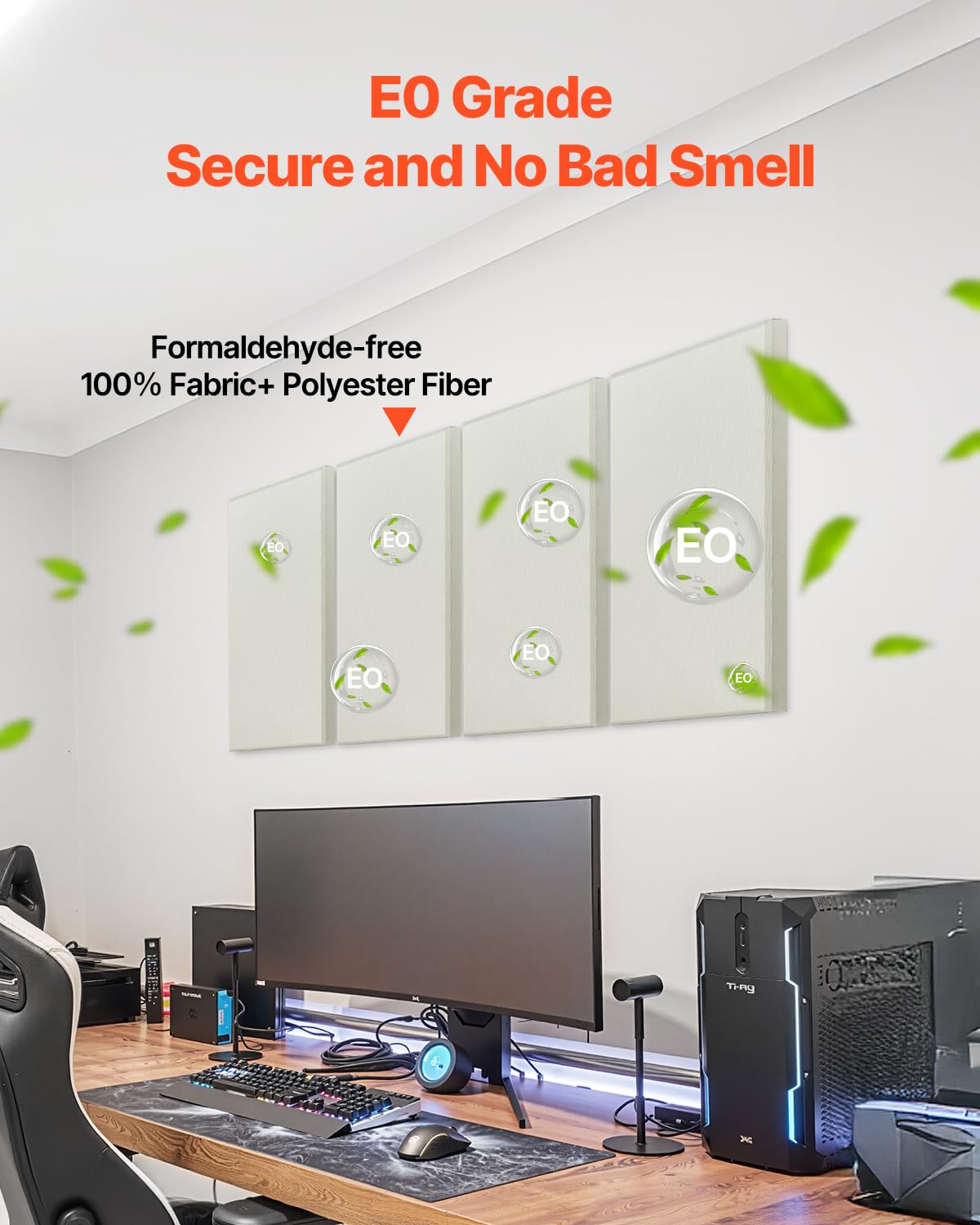 Vevor 4 Pcs Acoustic Panels, 2 Inch Thick 23.6 X 11.8 Inch Fiberglass Sound Absorbing Panels, Self-Adhesive Soundproof Wall Boar