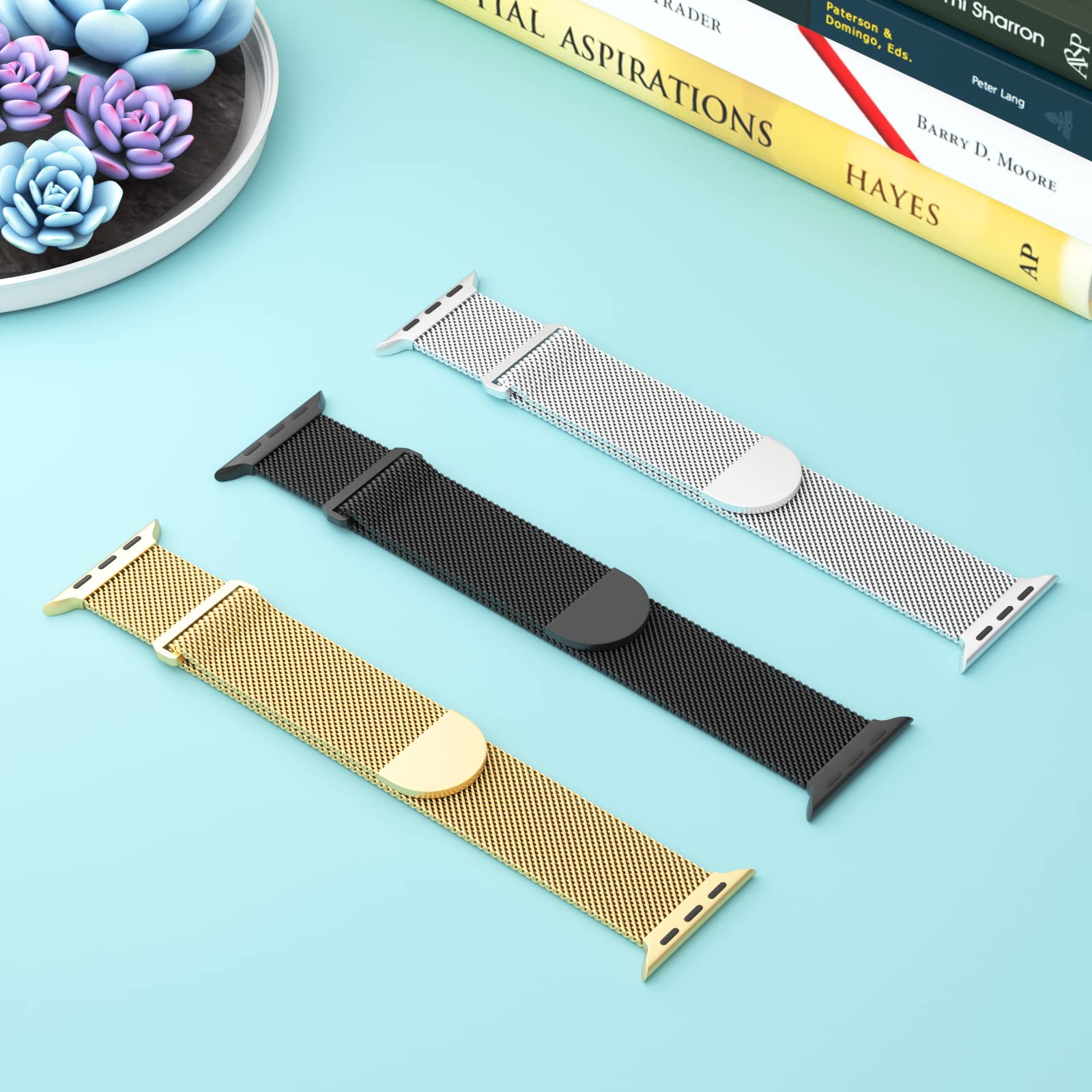 Steezrd 3 Pack Stainless Steel Mesh Magnetic Loop Bands For Apple Watch 38Mm 40Mm 41Mm 42Mm 44Mm 45Mm 49Mm