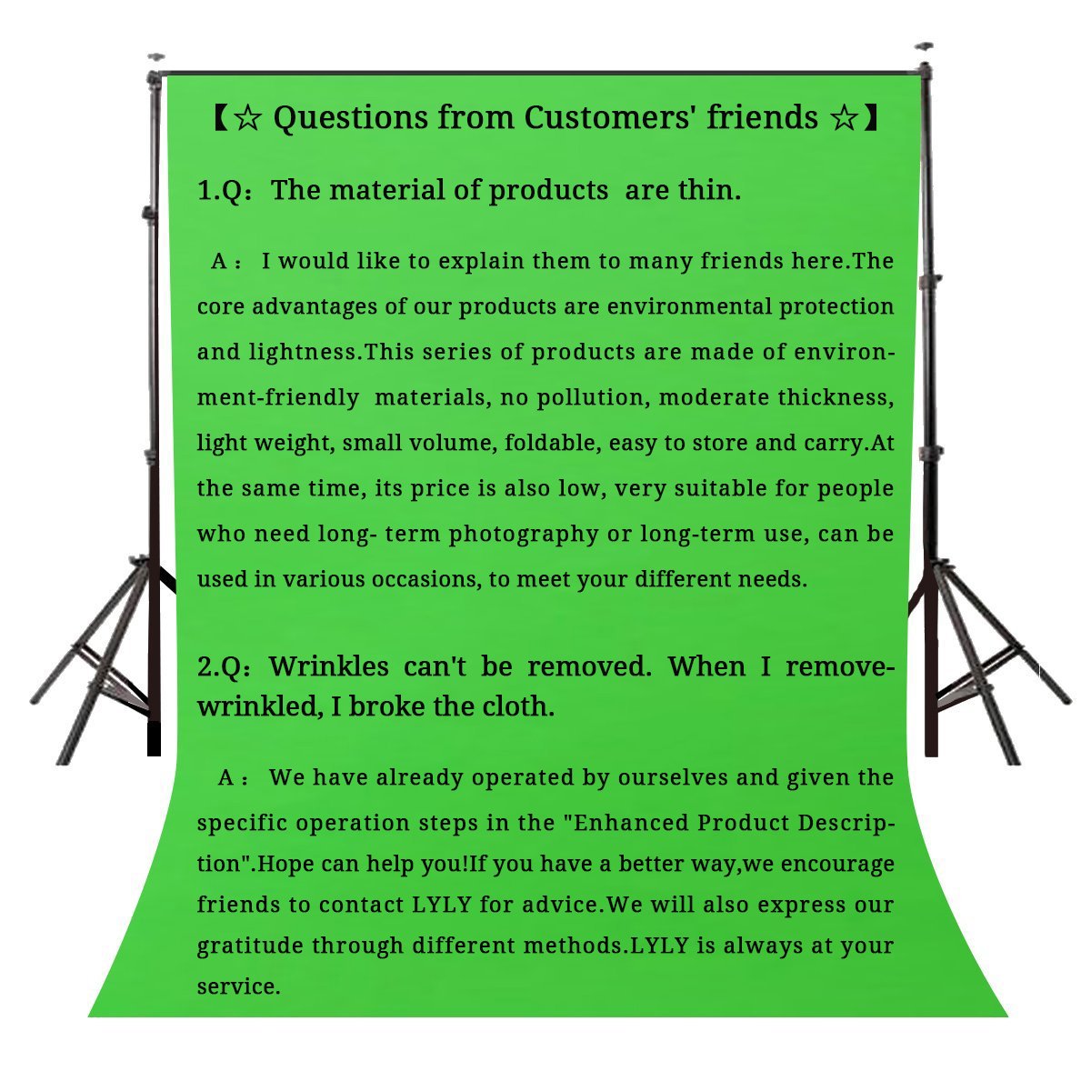 Lylycty Background 5X7Ft Non Woven Fabric Solid Color Green Screen Photo Backdrop Studio Photography Props Ly063