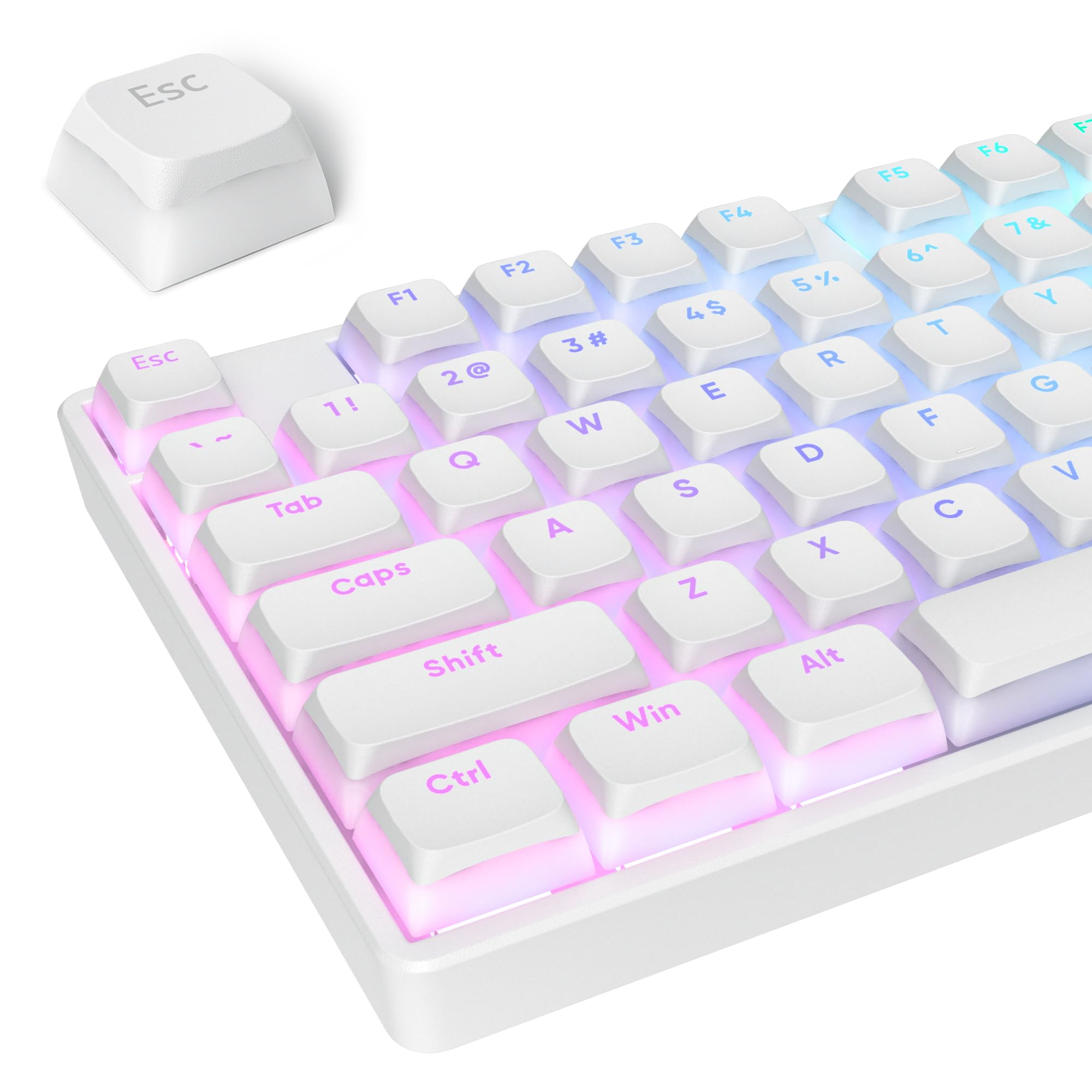 Surmen Pudding Keycaps Pbt Double Shot Keycaps Xda Profile For Cherry Gateron Mx Switches Mechanical Keyboard(White)