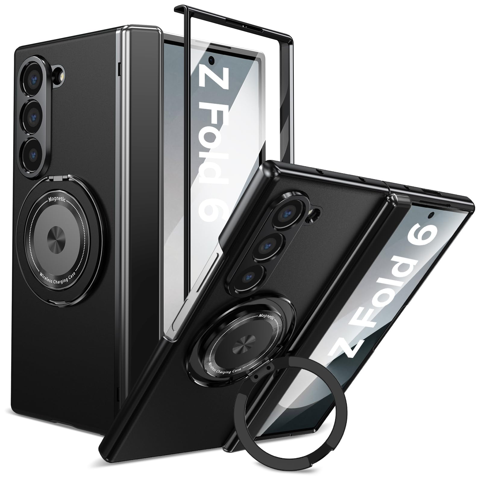 Fiyer for Samsung Galaxy Z Fold 6 Case with Screen Protector, Hinge Protection Phone Case for Z Fold 6, with Mag-Safe, 360 Rotat