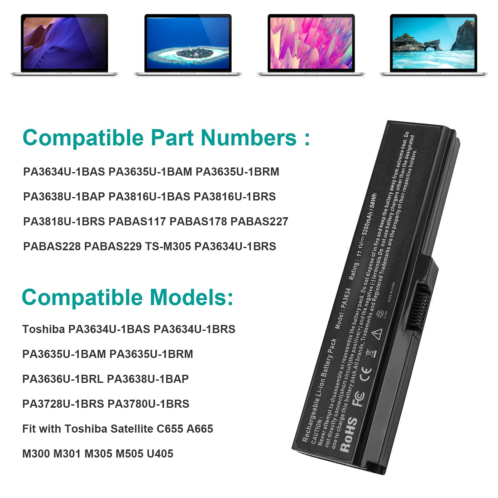 Pa3634U 1Bas Laptop Battery For Toshiba Satellite A665 C655 L645 L645D L650 L650D L655 L655D L670 L675 M300 M301 M305 M505 U405,