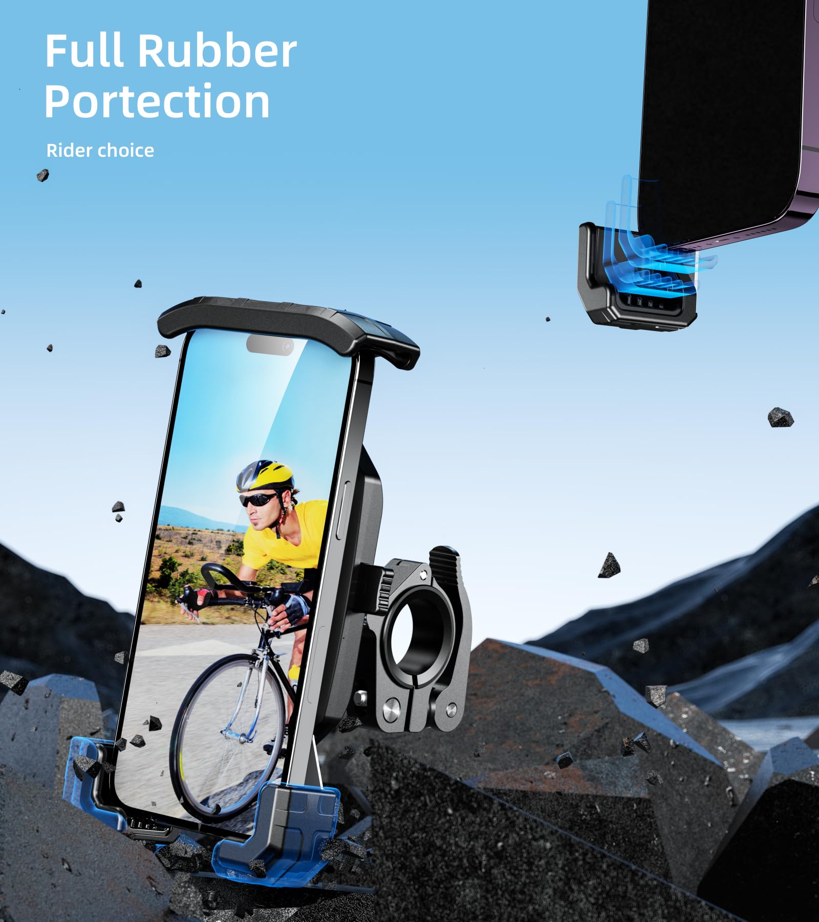 Kewig Bike Phone Mount Holder, Motorcycle Phone Mount [1S Lock] [One Hand Operation], Bicycle Scooter Handlebar Cradle Clip For