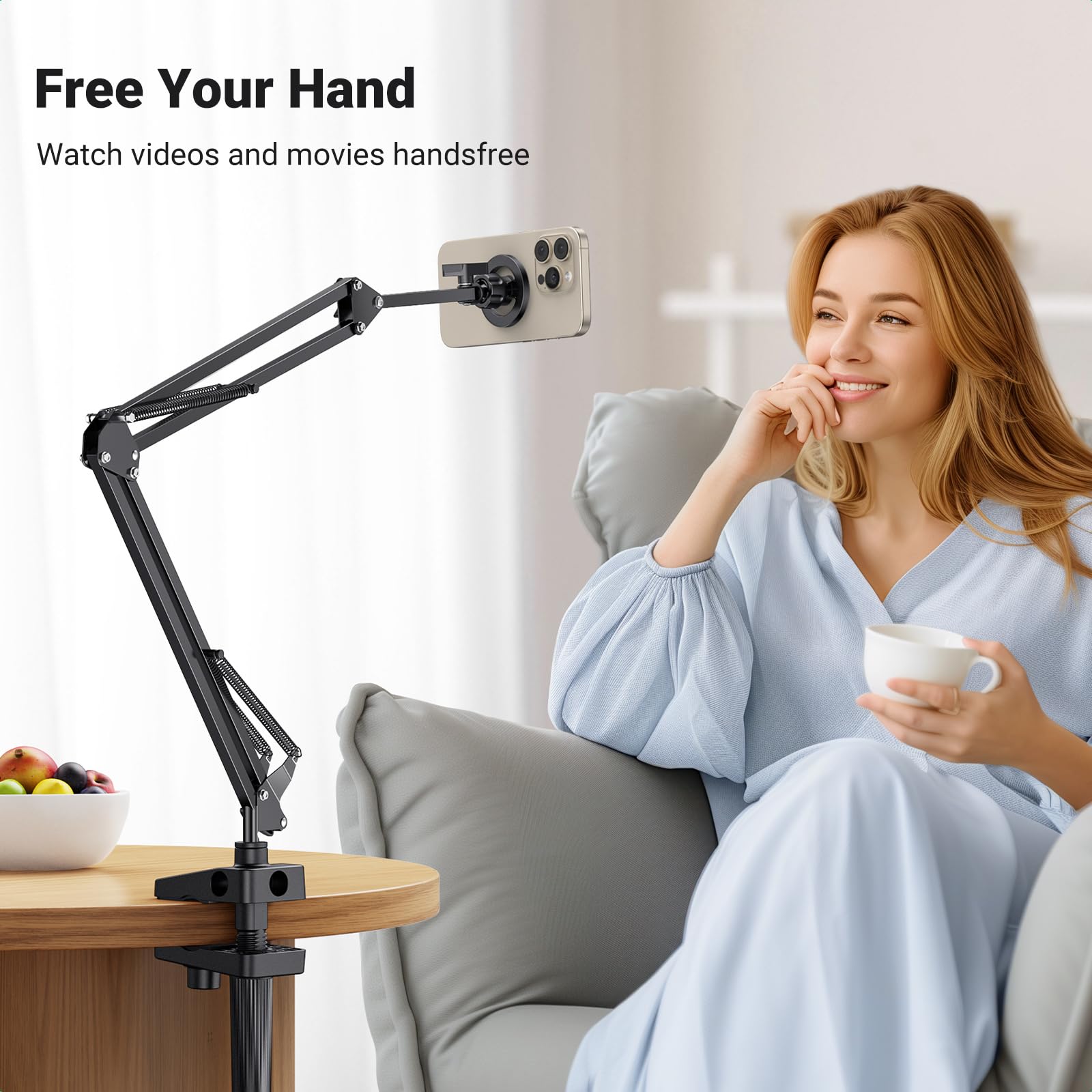 UGREEN Phone Desk Mount - Magnetic iPhone Holder for MagSafe, Sturdy Gooseneck Arm, Compatible with iPhone 17/16/15/14/13/12 Pro Max