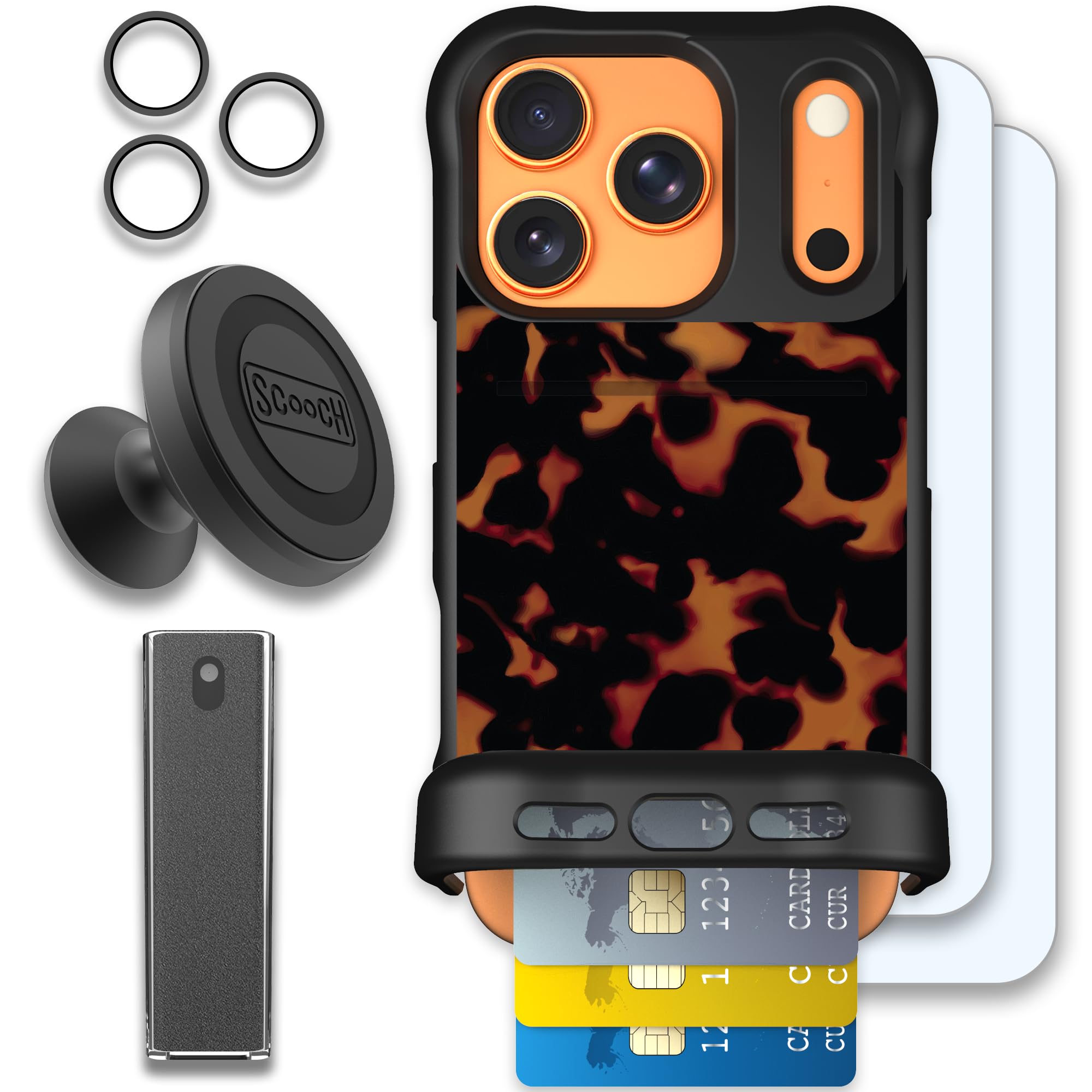 Scooch Wingmate for iPhone 17 Pro [Defender Bundle] with 2 Tempered Glass Screen Protectors, Camera Lens Protector, Wingmount, T