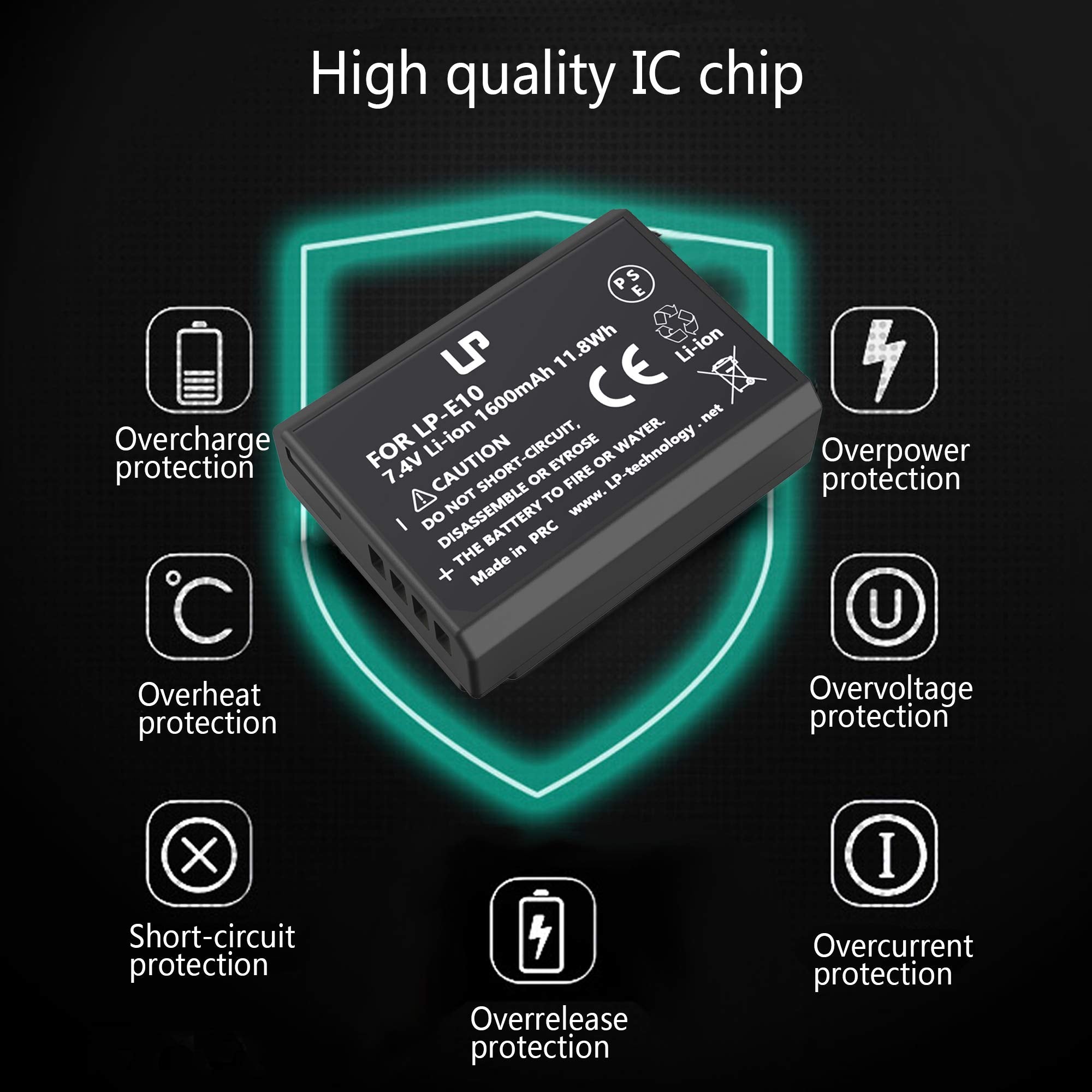 Lp Lp E10 Battery Rechargeable, Charger Compatible With Canon Eos Rebel T7, T6, T5, T3, T100, 4000D, 3000D, 2000D, 1500D, 1300D,