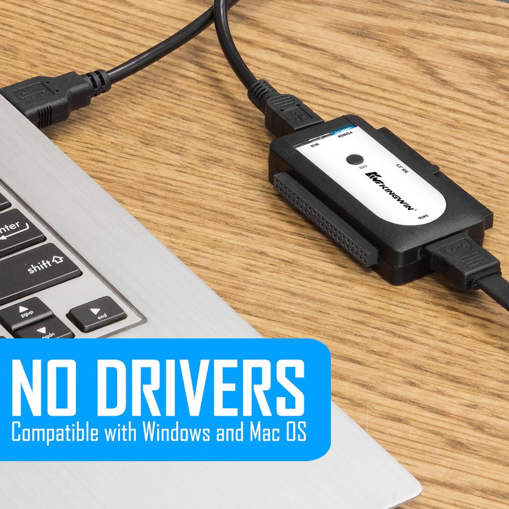 Kingwin Usi-2535 Usb 2.0 To Sata/Ide Adapter For 2.5 Inch, 3.5 Inch, 5.25 Inch Hard Drives With One Touch Back-Up, Power Supply