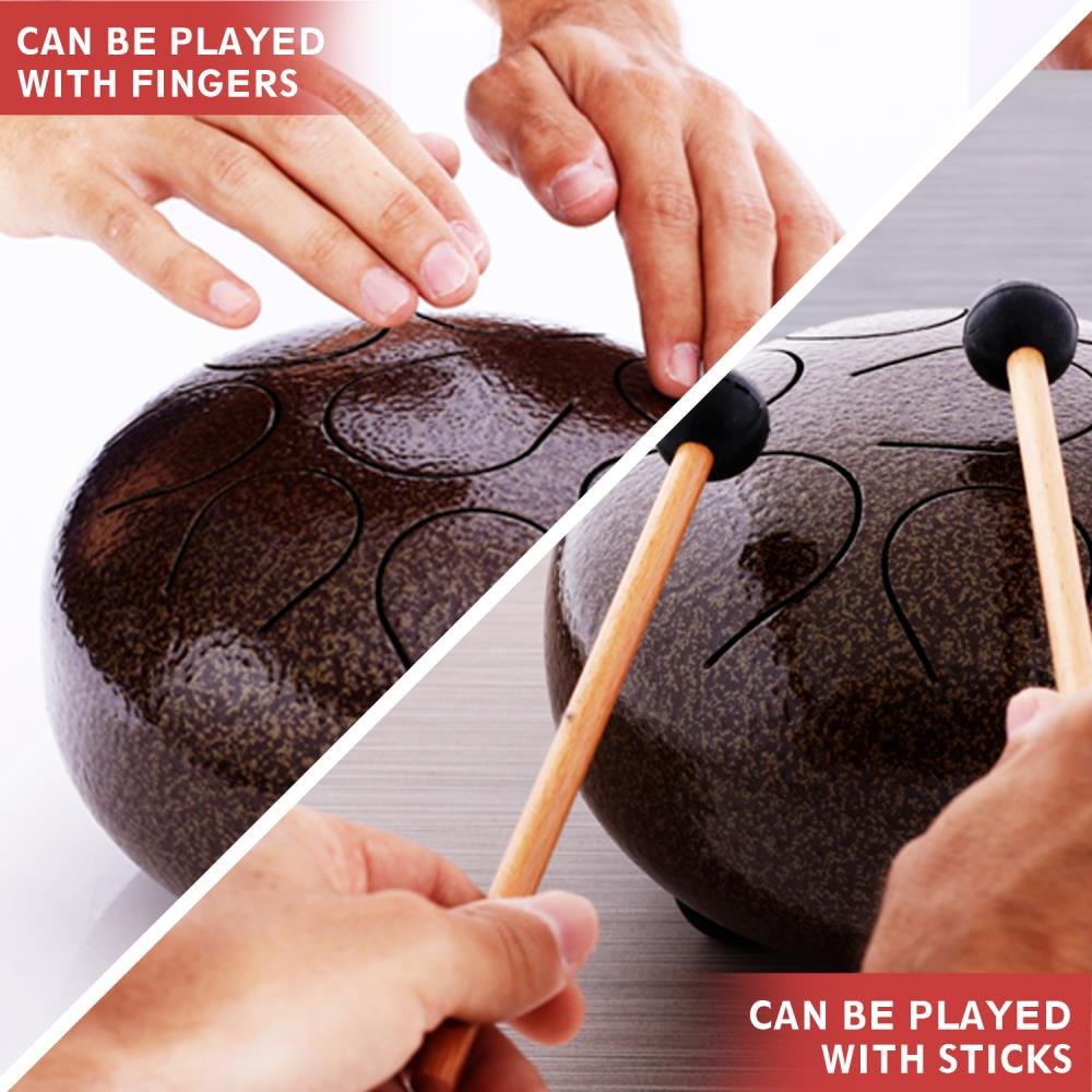 Pyle Professional Pan Drum, Steel Drum, Steel Pan Drum Music, Finger Steel Drums, Jamaican Drum, Harmonic Handpan, Includes Rubb