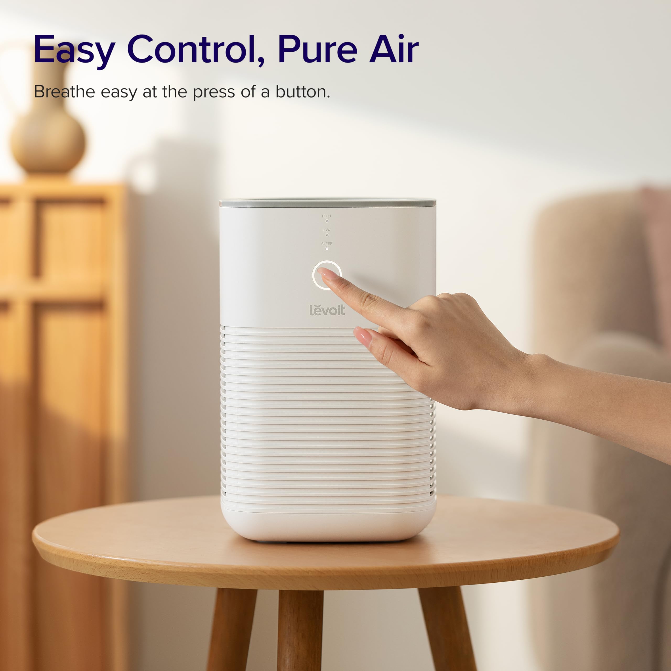 LEVOIT Air Purifier LV-H128, White, 1 Pack, ABS Material, Ideal for Smoke, Allergies, Pet Dander, Odor, Dust Removal