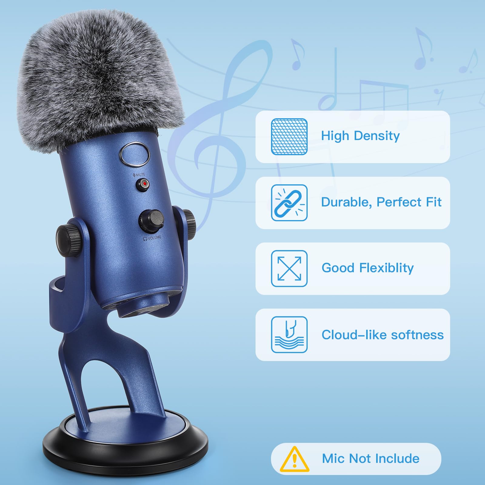 Zealsound Blue Yeti Pop Filter For Blue Yeti Microphone,Mic Foam Cover With Furry Windscreen Muff Windshield For Zealsound K66/Y