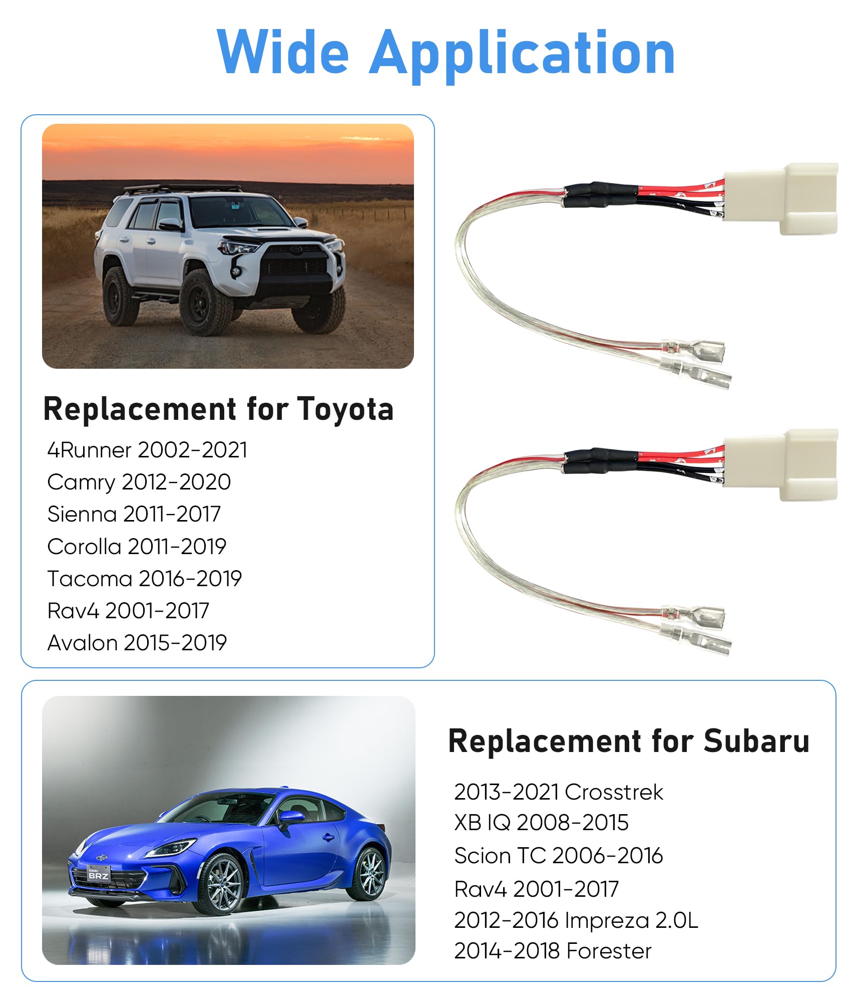 Car Front Door Tweeter Speaker Wiring Harness Replacement For Toyota Rav4/Camry/Highlander 2008 2022, Subaru Forester/Impreza/Crosstrek 2012 2020 Dash Tweeter Speaker Wire Adapter Connector Plug,4Pcs