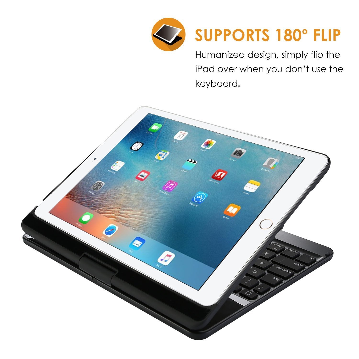 Procase Keyboard Case For Ipad 9.7 2018/2017 (Old Model), 360 Degree Rotation Swivel Cover Case With Wireless Keyboard For Ipad