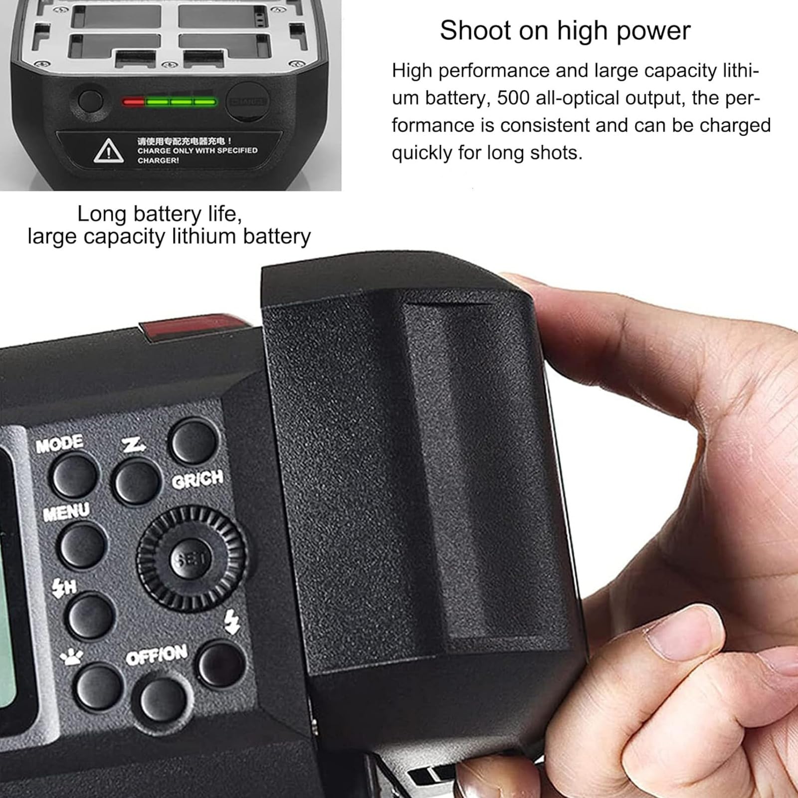 Godox Ad600Bm Outdoor Flash Bowens Mount 600Ws Gn87 Hss Strobe Light With 2.4G Wireless, 8700Mah Battery To Provide 500 Full Pow