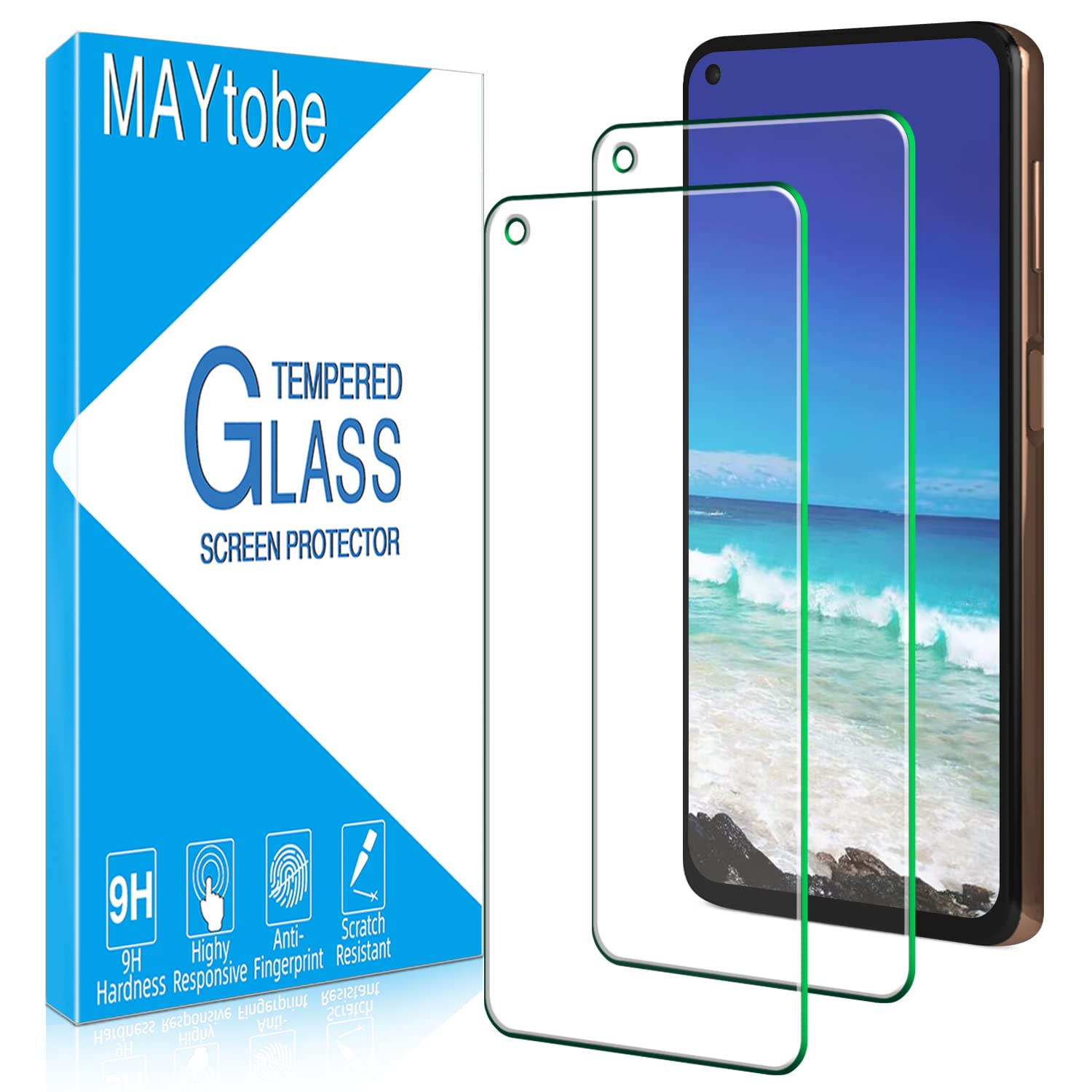 Maytobe [2 Pack] Designed For Motorola Moto G Stylus 5G, Moto G Stylus 2021 Screen Protector Tempered Glass, Support Fingerprint