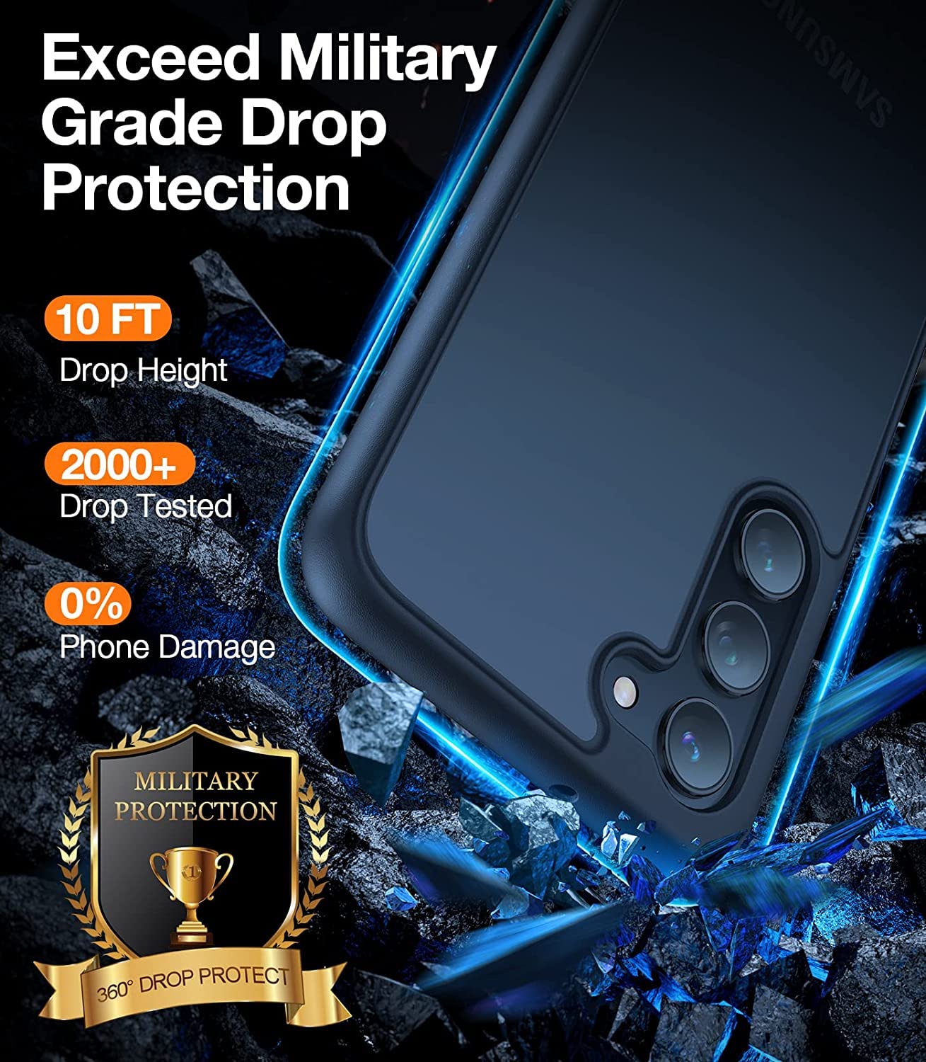 Torras Shockproof For Samsung Galaxy S23 Case, [Military Grade Drop Tested] Translucent Matte Hard Back & Soft Edge Slim Protect