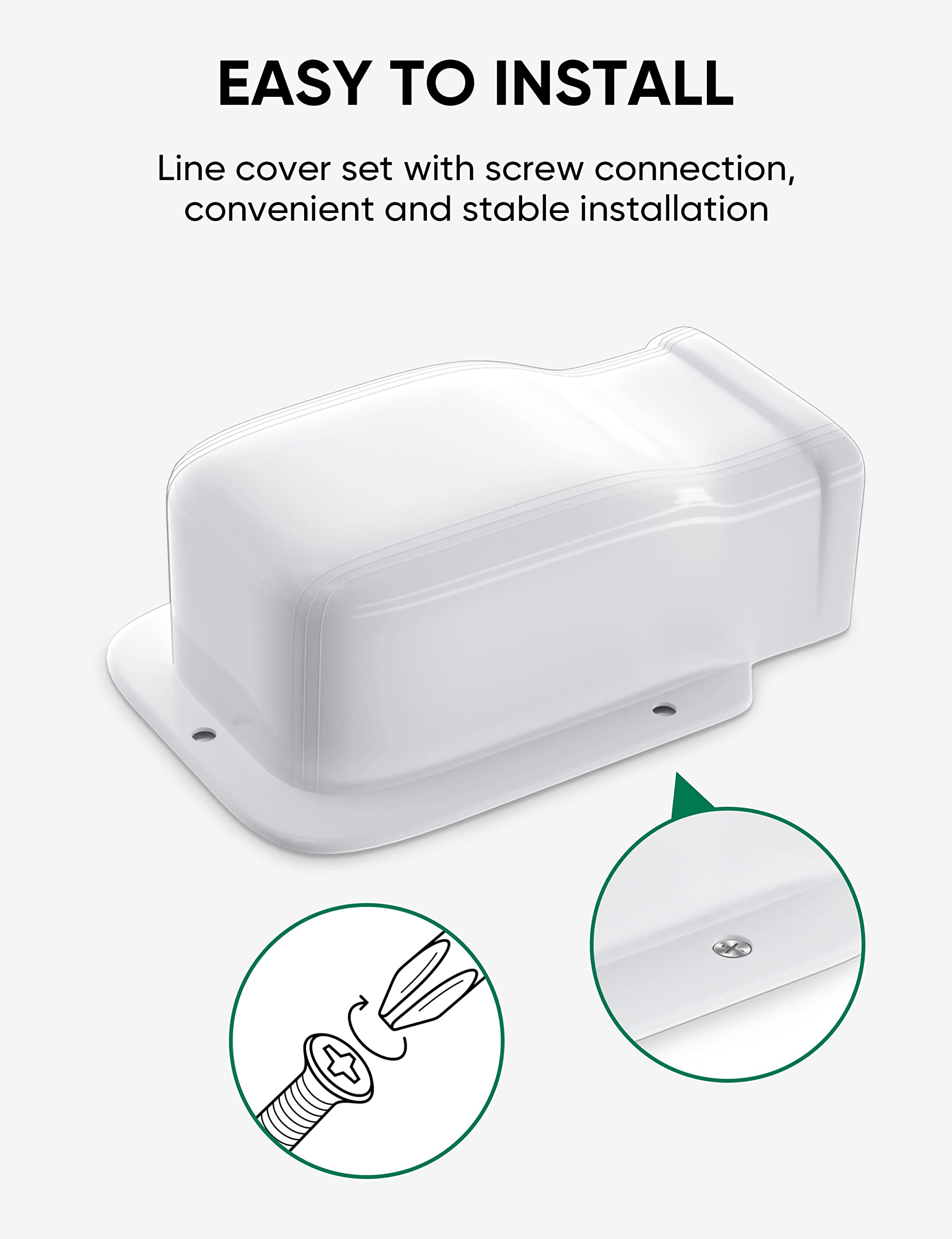 Plusluck 3'' Entry Wall Cover Line Cover Set Parts Pvc Accessory For Decorative For Ductless Mini Split, Central Ac And Heat Pum