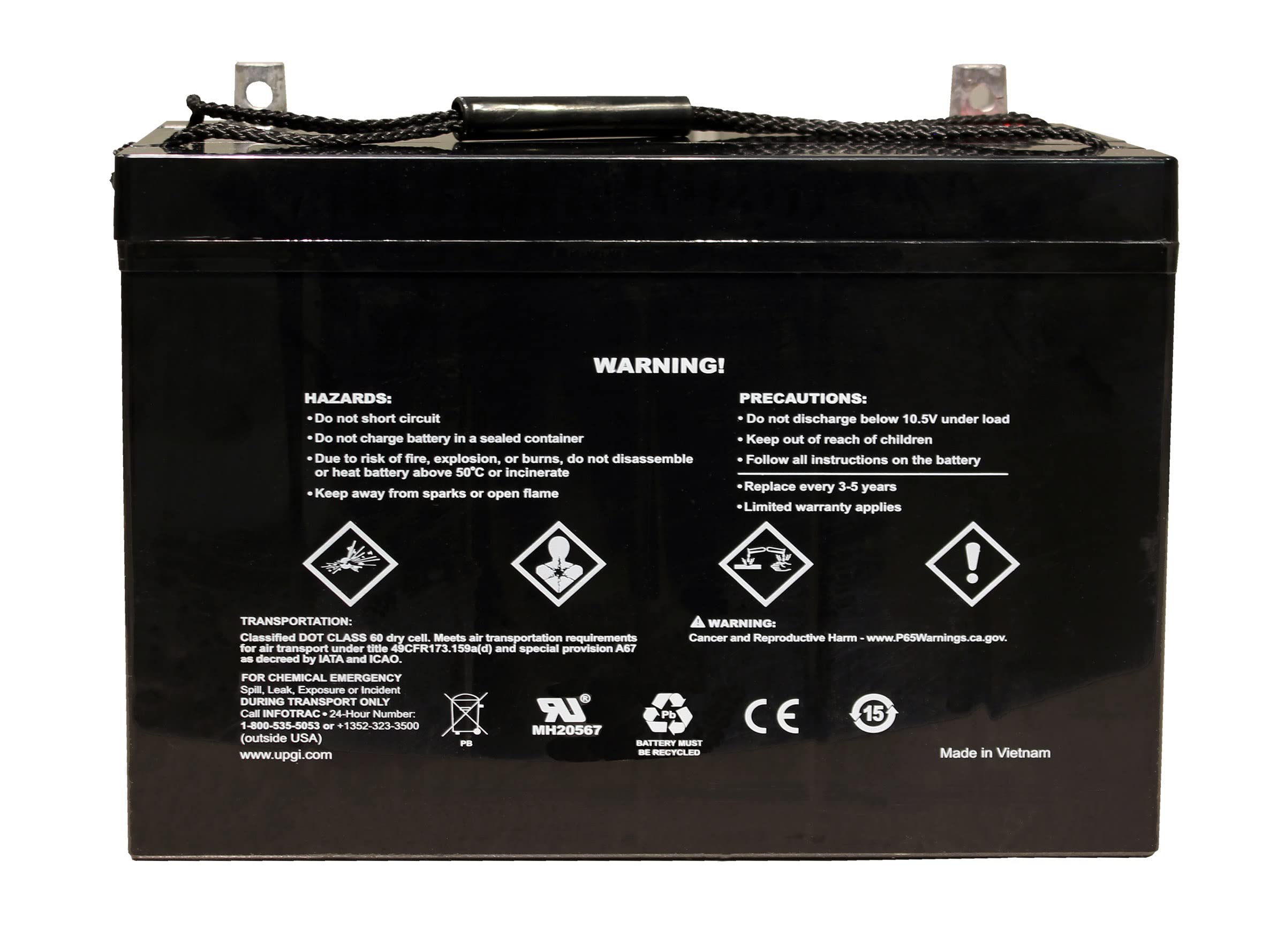 Upg Universal Power Group 12V 100Ah Solar Wind Agm Sla Deep Cycle Vrla Battery 12V 24V 48V