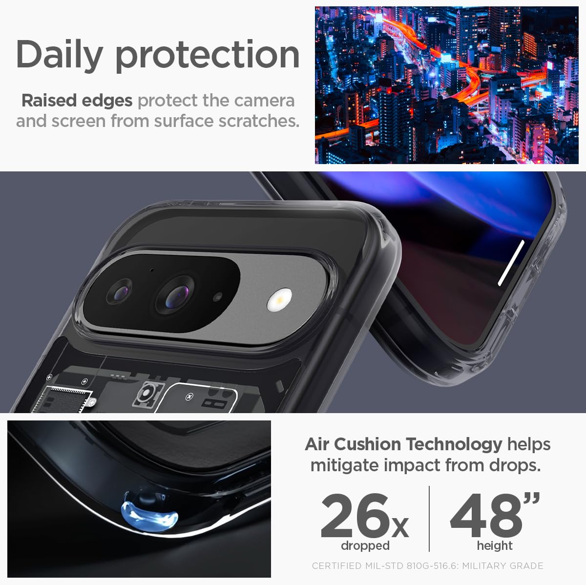 Spigen Ultra Hybrid Designed For Pixel 9 Case/Pixel 9 Pro Case (2024) [Anti Yellowing], [Military Grade Protection]   Zero One