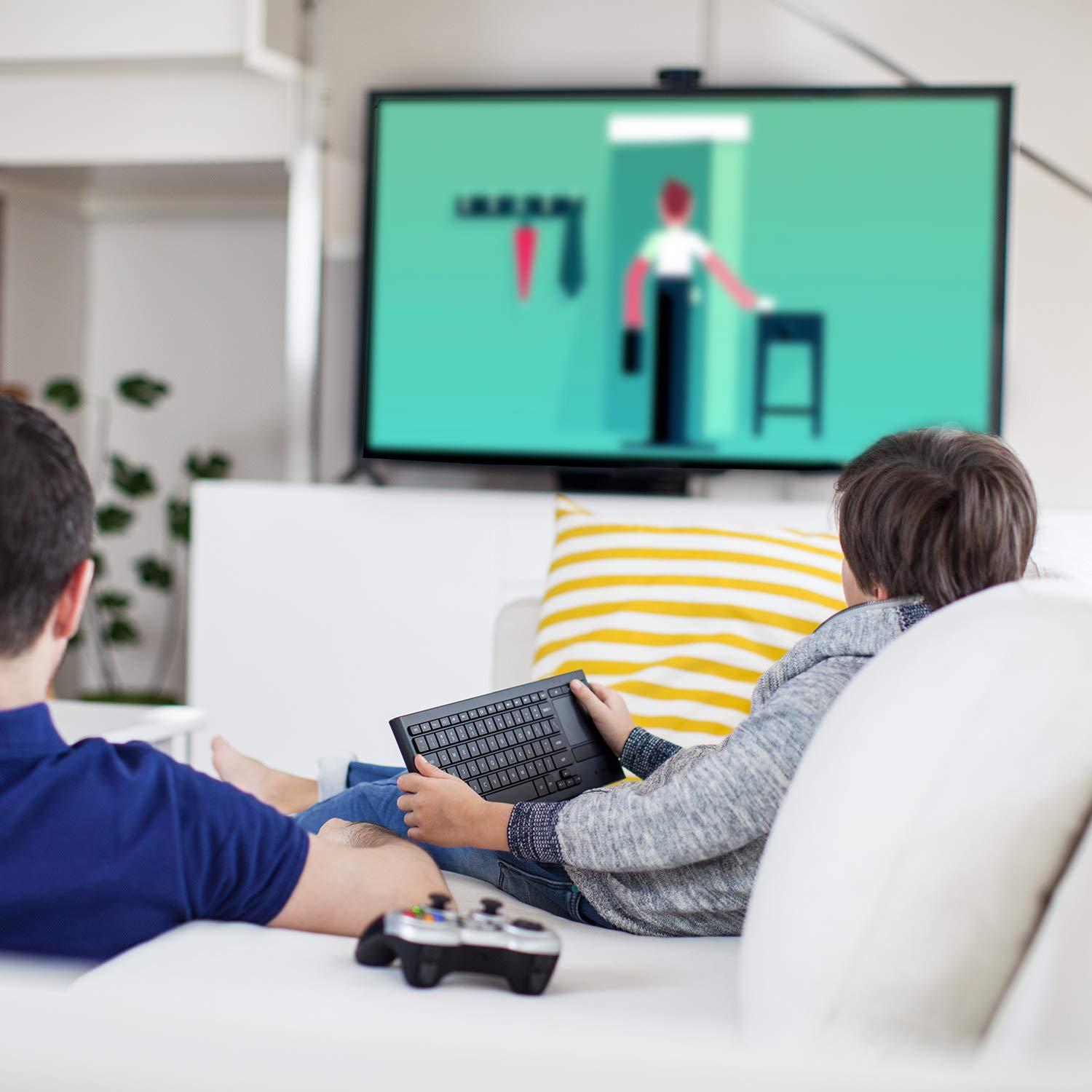 Logitech K830 Illuminated Living Room Keyboard With Built In Touchpad   Easy Access Media Keys And Shortcut Keys For Windows Or