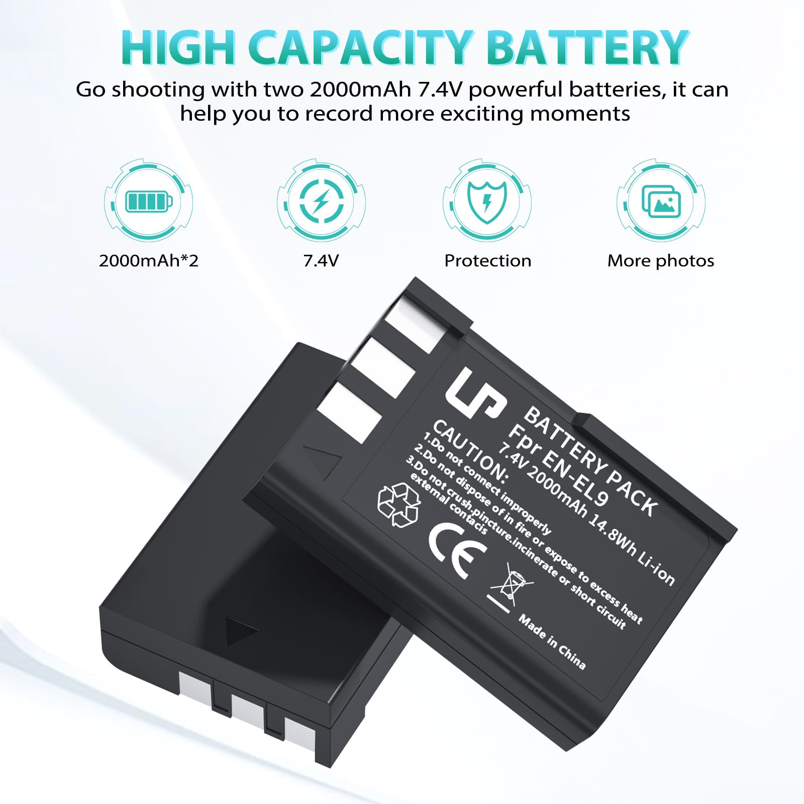 Lp En El9 En El9A Battery Charger Pack, 2 Pack 2000Mah Rechargeable Battery And Usb C Dual Slot Charger Compatible With Nikon D4