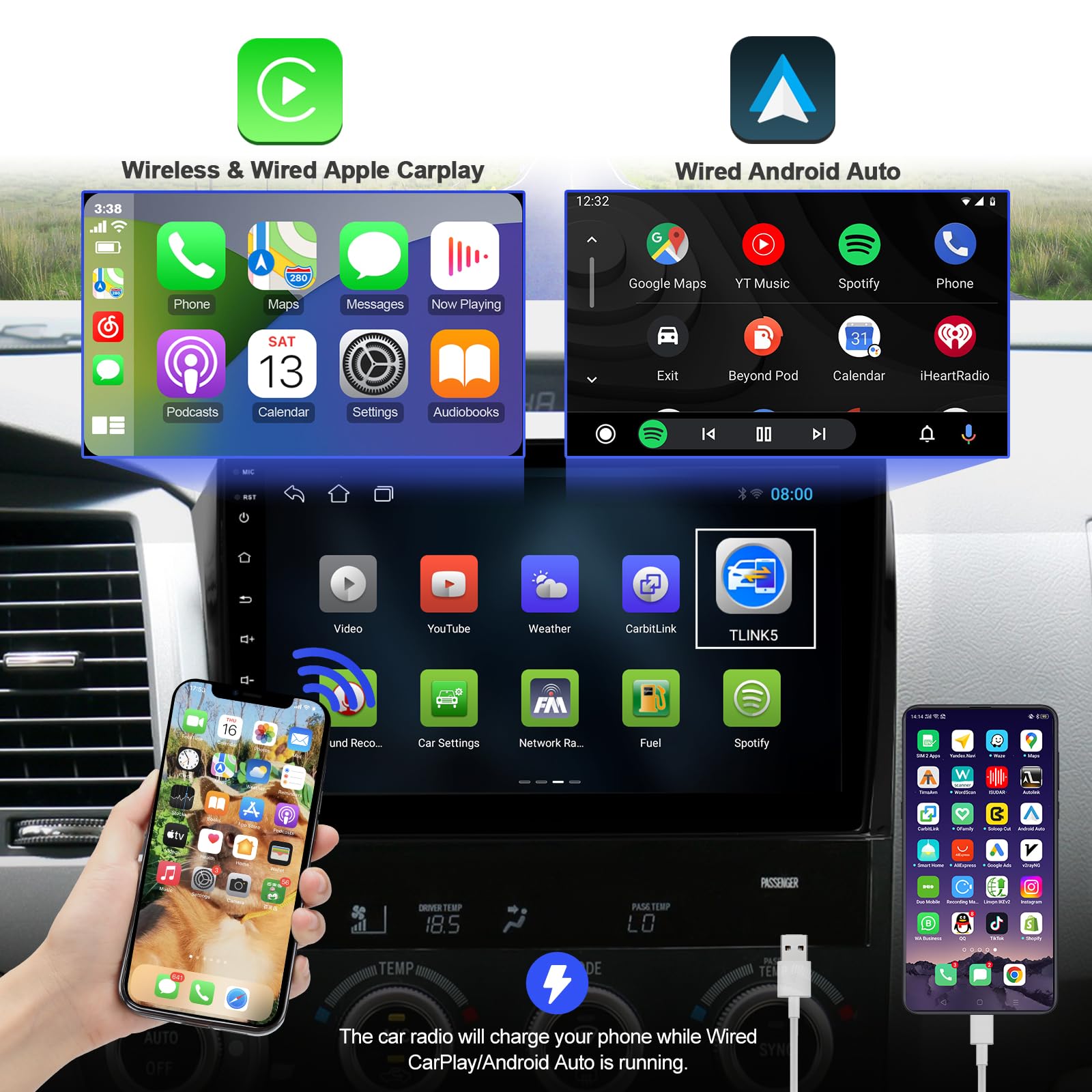 Aumume 10.1 Inches Android 10 Double Din Car Stereo For Toyota Tundra 2007 2013 & Sequoia 2008 2018 Ips Touchscreen Screen Car R