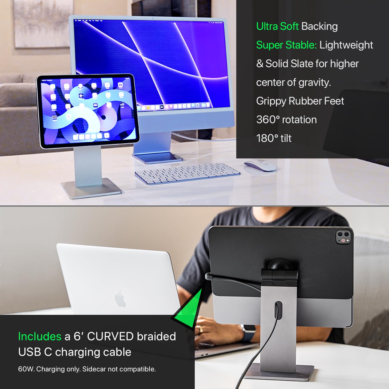 Magflott V2: 11'/10.9' Magnetic Stand For Ipad Pro 11', Ipad Air 11' M2 (2024), Ipad Air 10.9', Ipad 10Th Gen. Includes 6� Usb C Cable, Full 360 Rotation, Successful Kickstarter.