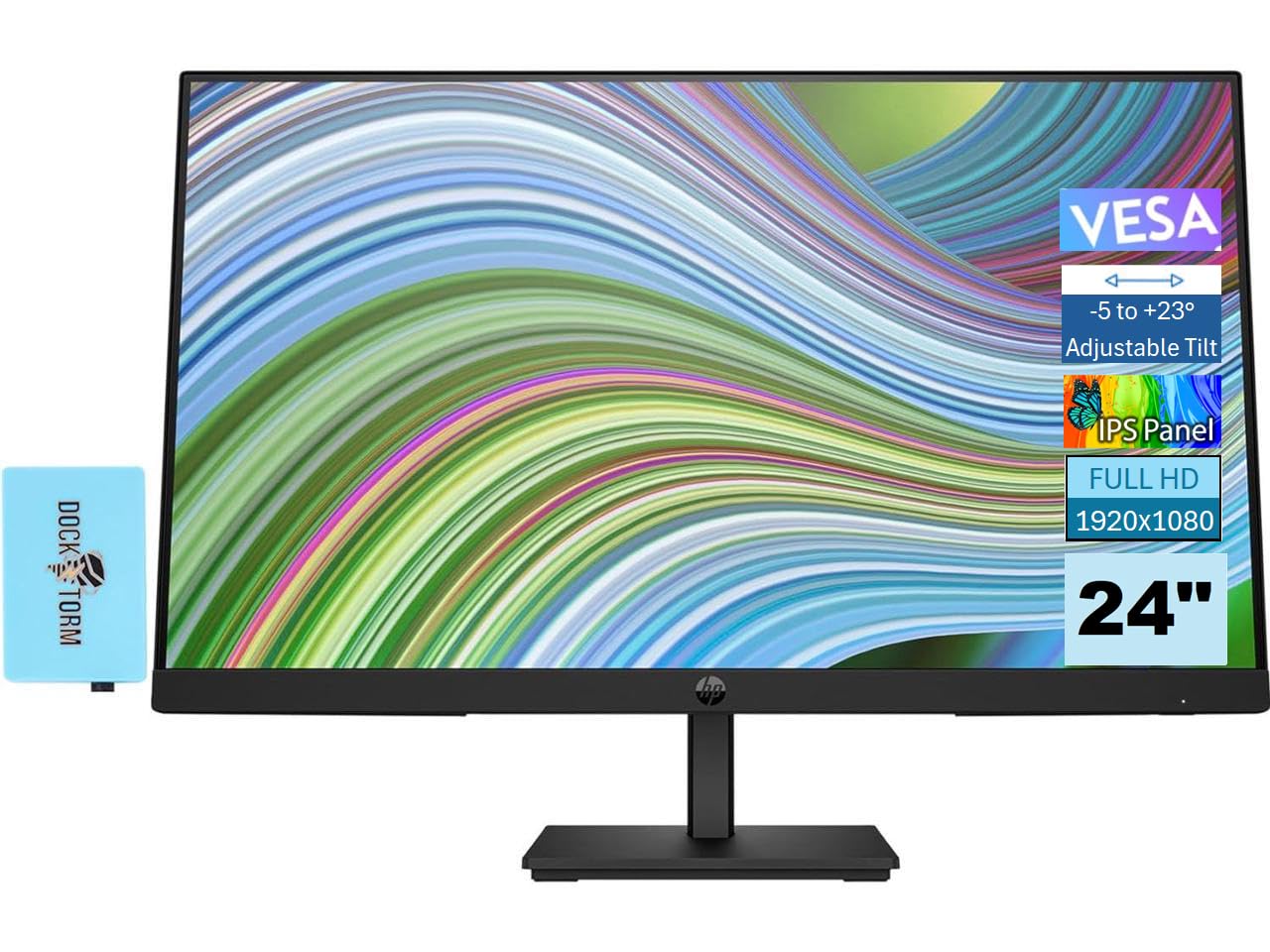 Hp P24 G5 Monitor 64X66Aa#Aba Bundle With Docztorm Dock, 24'' Fhd Ips (1920X1080) 75Hz Display, Displayport, Hdmi 1.4, Vga, Vesa
