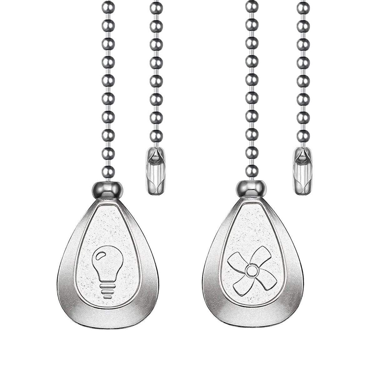Dotlite Silver Ceiling Fan Pull Chain, 2Pcs 12 Inches Decorative Fan Pull Chain Ornaments Extension, 3Mm Diameter Beaded Ball Fa