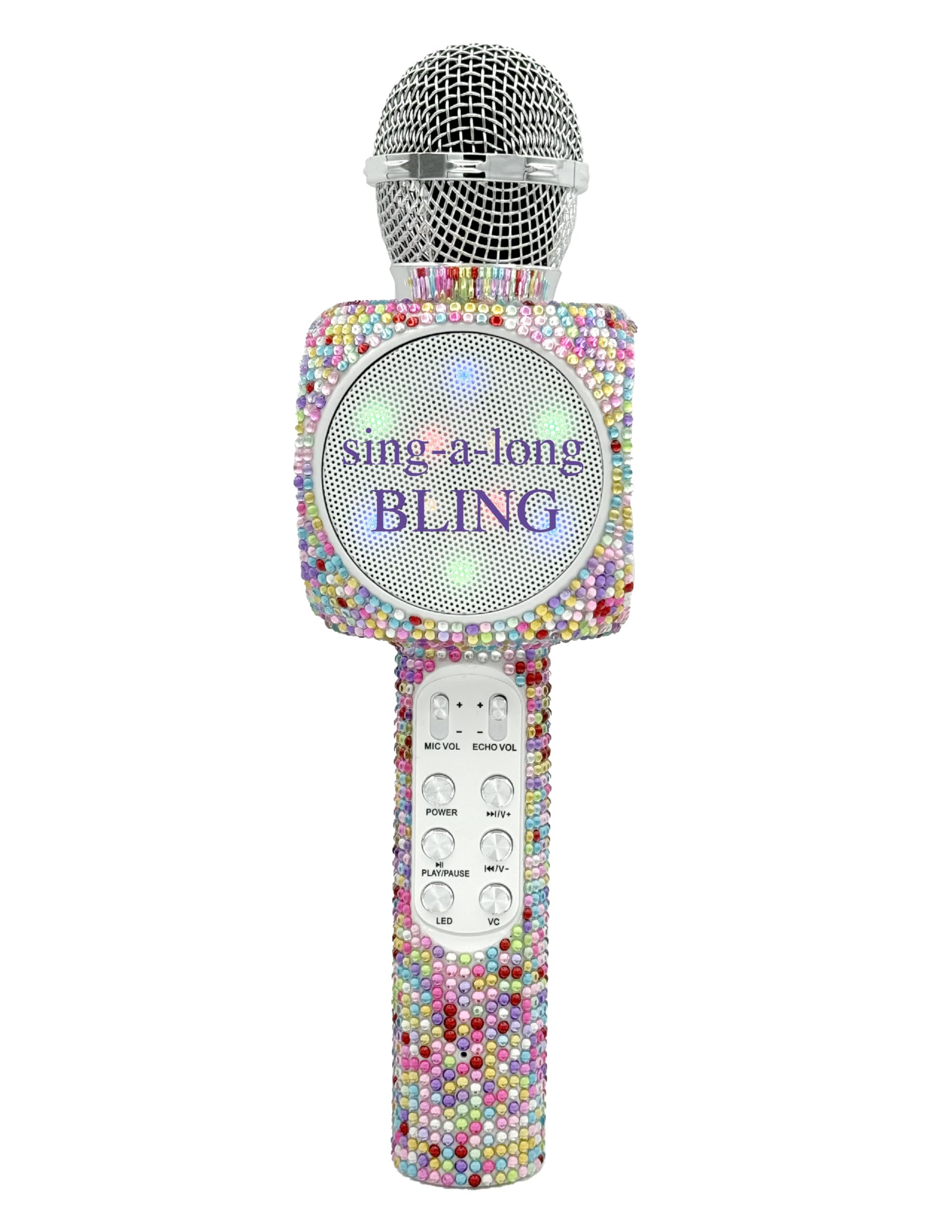 Wireless Express   Sing Along Bling Bluetooth Karaoke Microphone And Bluetooth Stereo Speaker All In One (Confetti Bling)