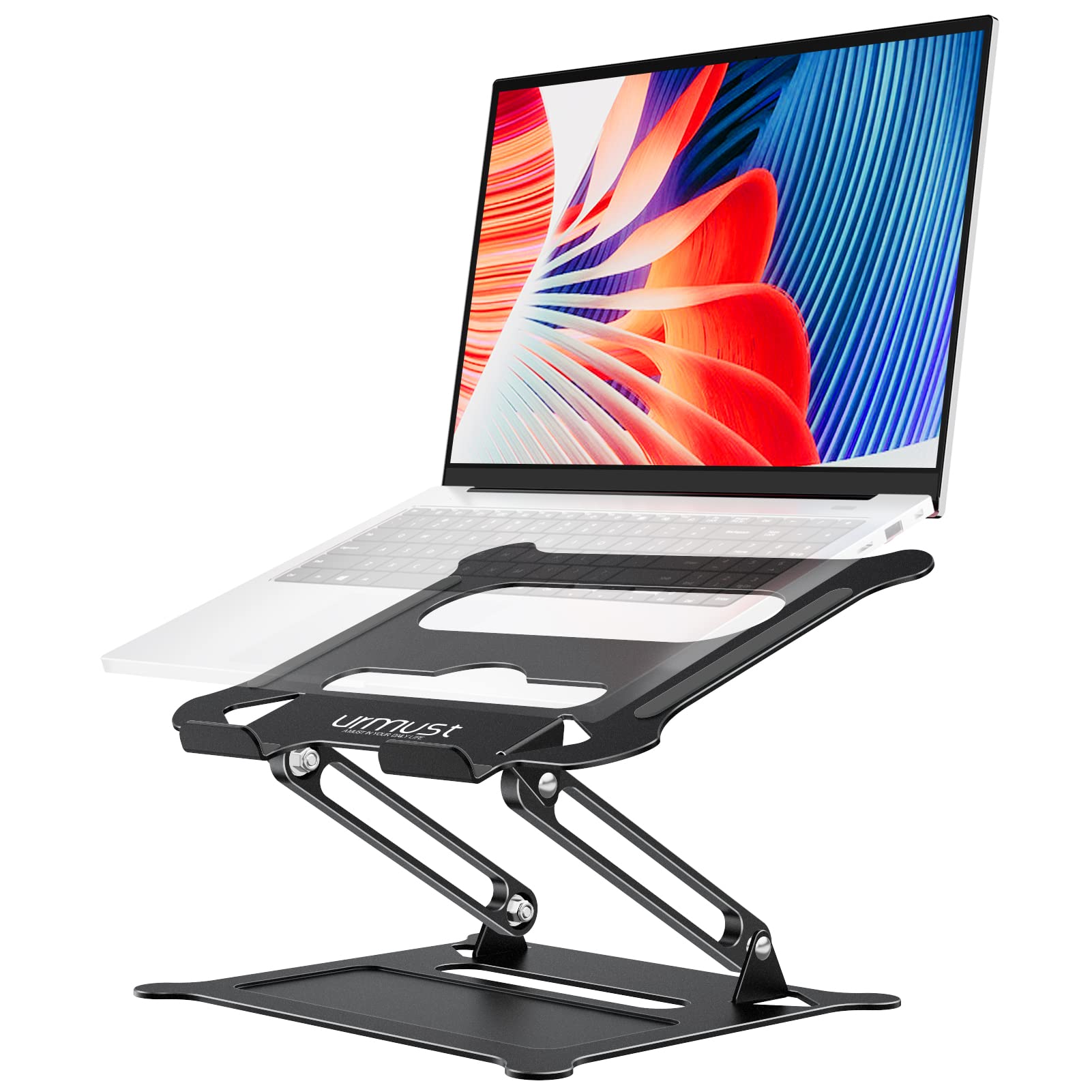Urmust Laptop Notebook Stand Holder Adjustable Laptop Stand Portable Laptop Riser Compatible With Macbook Air Pro Hp Dell Xps Lenovo All Laptops 10 15.6'(Black)