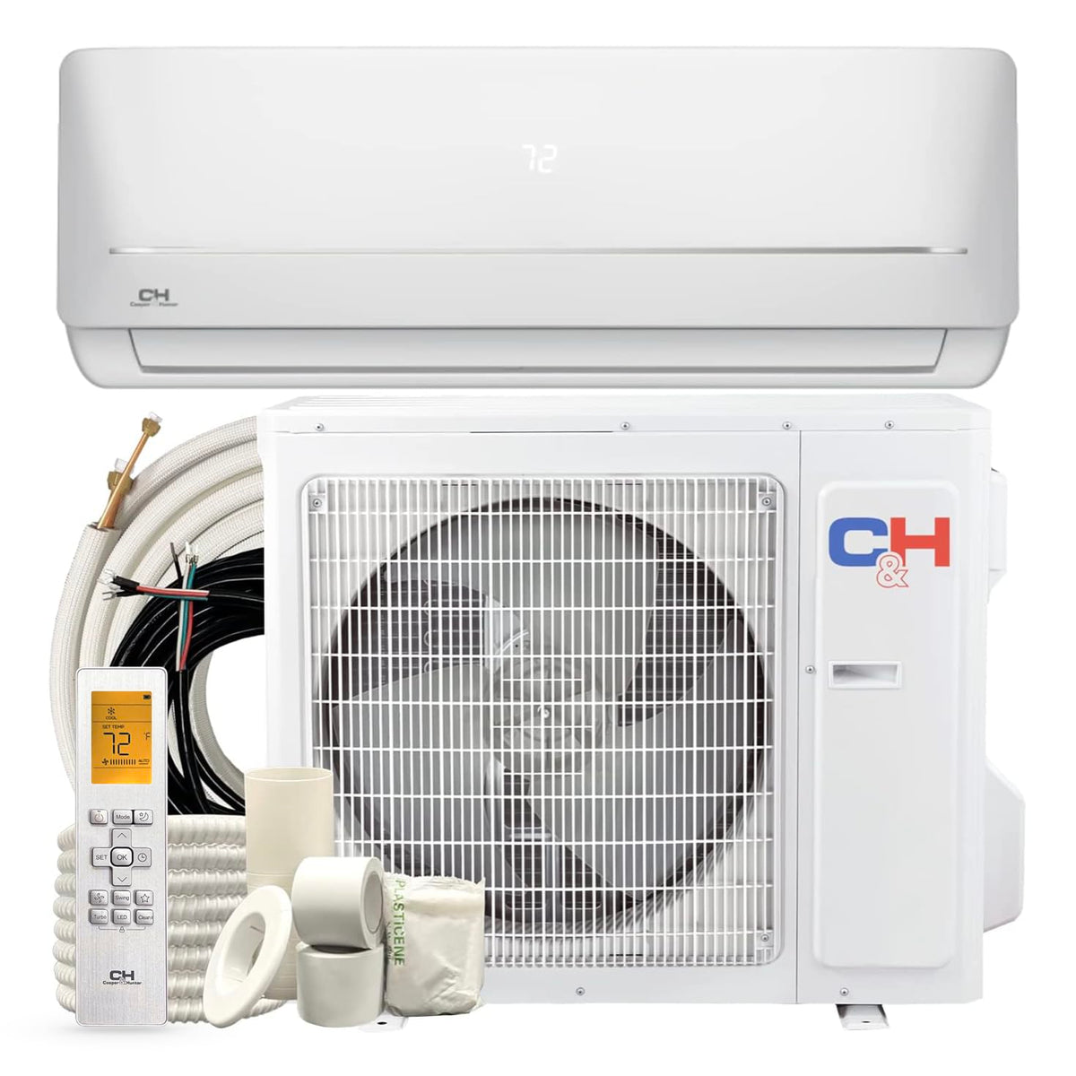 Cooper & Hunter Mia Series, Mini Split Air Conditioner And Heater, 9,000 Btu, 115V, 21.5 Seer2, Wall Mount Ductless Inverter Sys