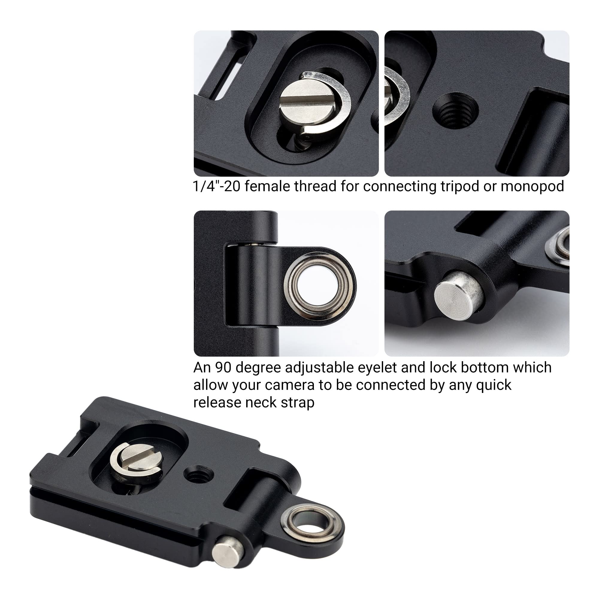 40Mm Universal Arca Swiss Quick Release Plate With 1/4'' 20 Screw & Adjustable Neck Strap Connect Eyelet For Tripod Ball Head, C