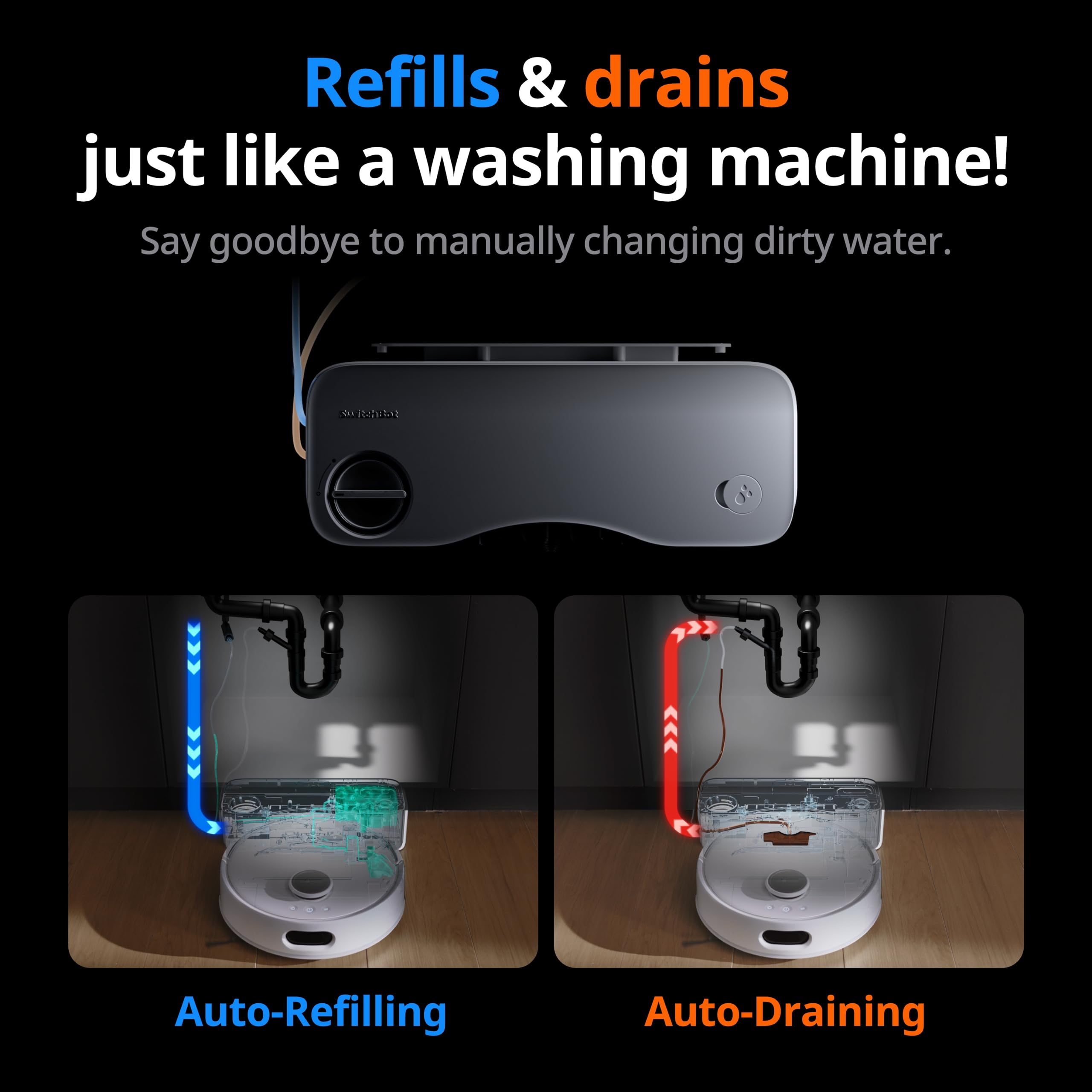 Switchbot S10 Robot Vacuum And Mop With Dual Stations, Self Draining And Self Refilling, Auto Mop Washing/Drying, Liftable Mop,