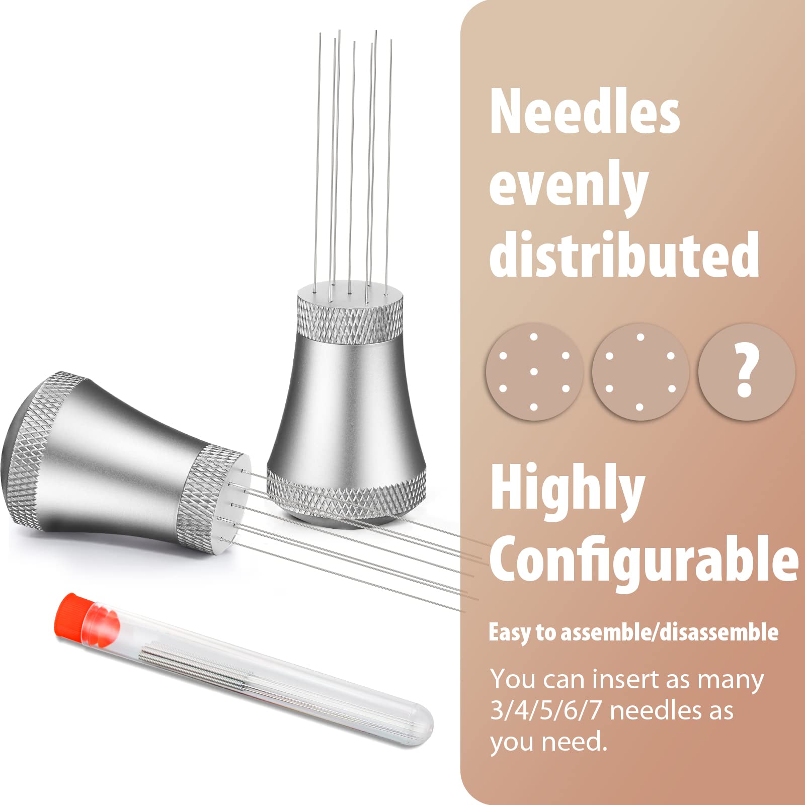 Wdt Espresso Distribution Tool Espresso Stirrer Tools For Barista, 0.35Mm 7 Needles Espresso Coffee Stirrer With Extra 7 Replace