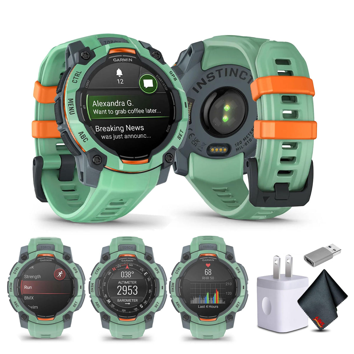 Garmin Instinct 3 45Mm, Amoled, Outdoor Gps Smartwatch, 24/7 Health Monitoring, 18 Days Of Battery Life, Built-In Flashlight, Ne