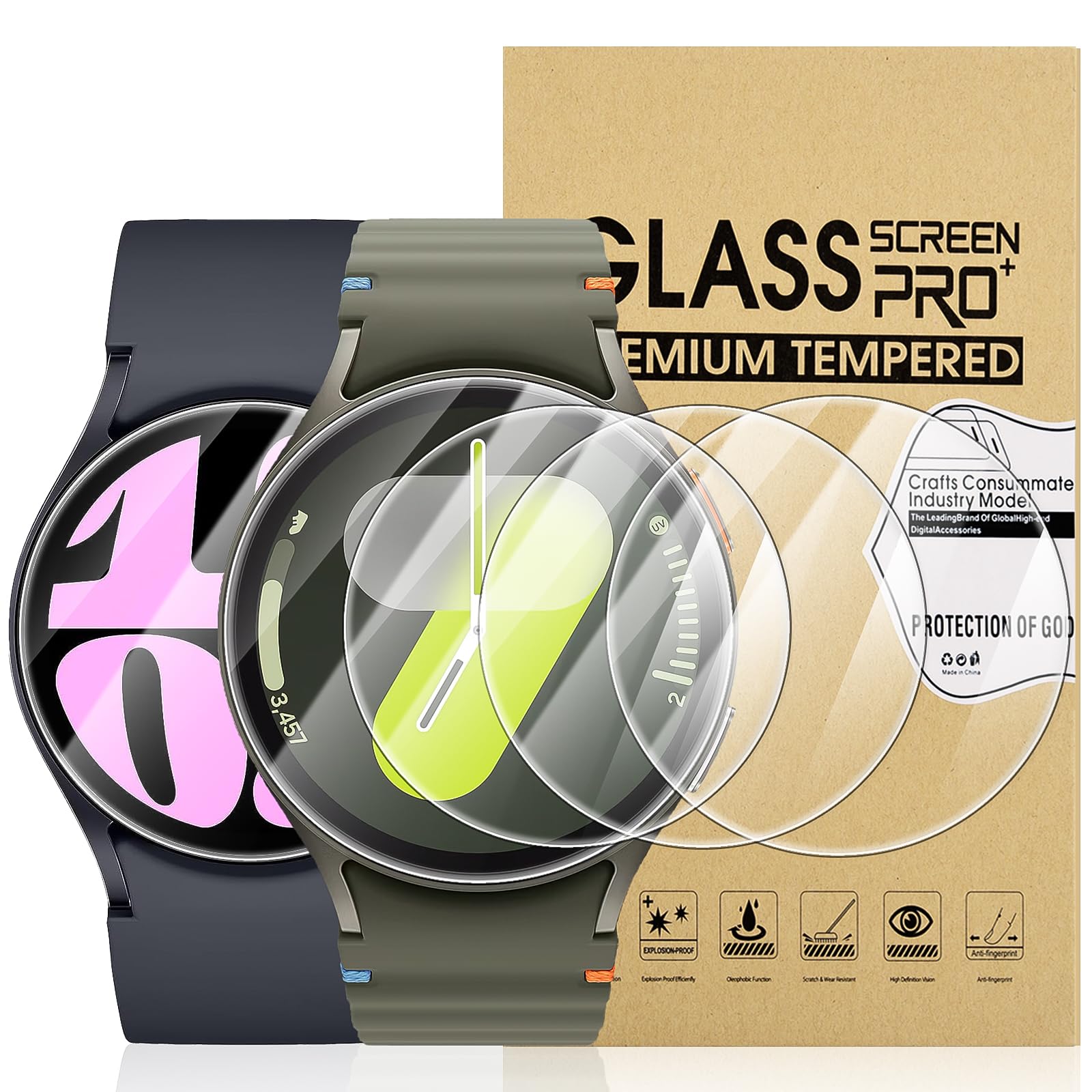 Suoman 4 Pack For Samsung Galaxy Watch 6/Galaxy Watch 7 44Mm Screen Protector Tempered Glass,[Anti Scratch] 2.5D 9H Hardness Ult